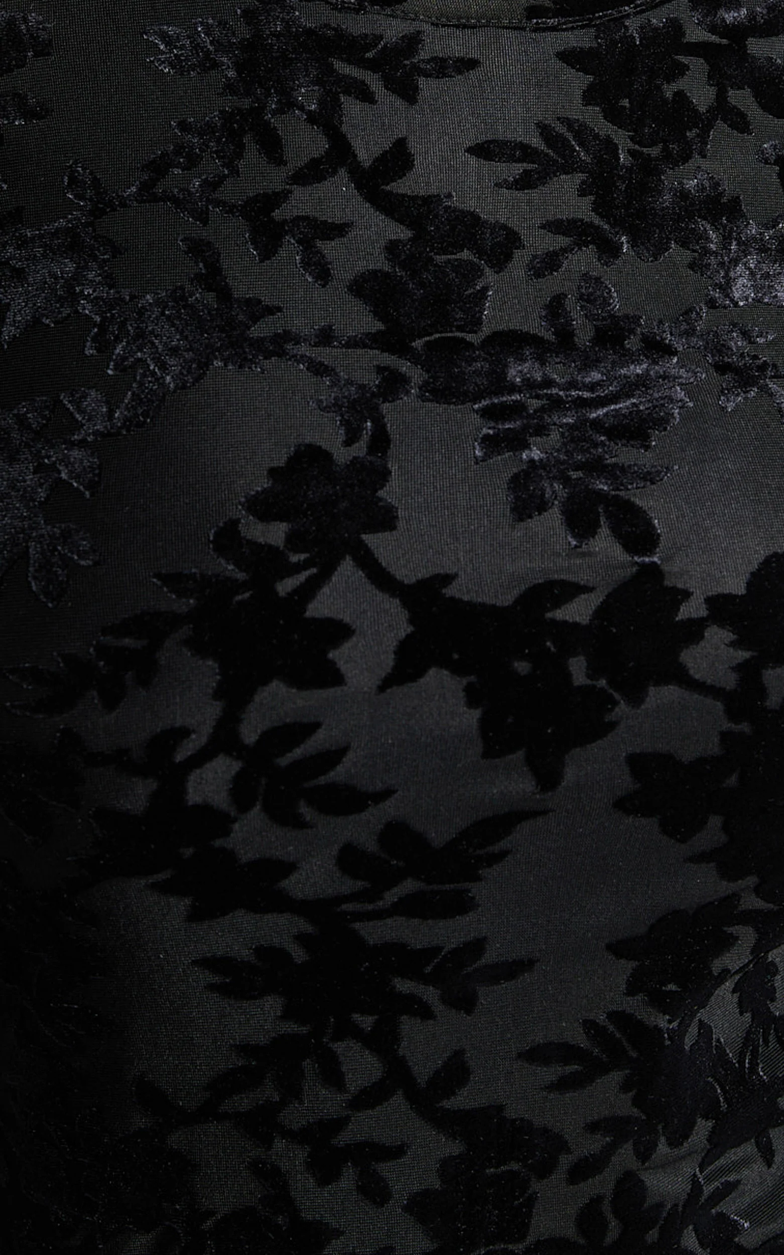 Paula Mini Dress - Burnout Flounce Sleeve Bodycon Dress in Black