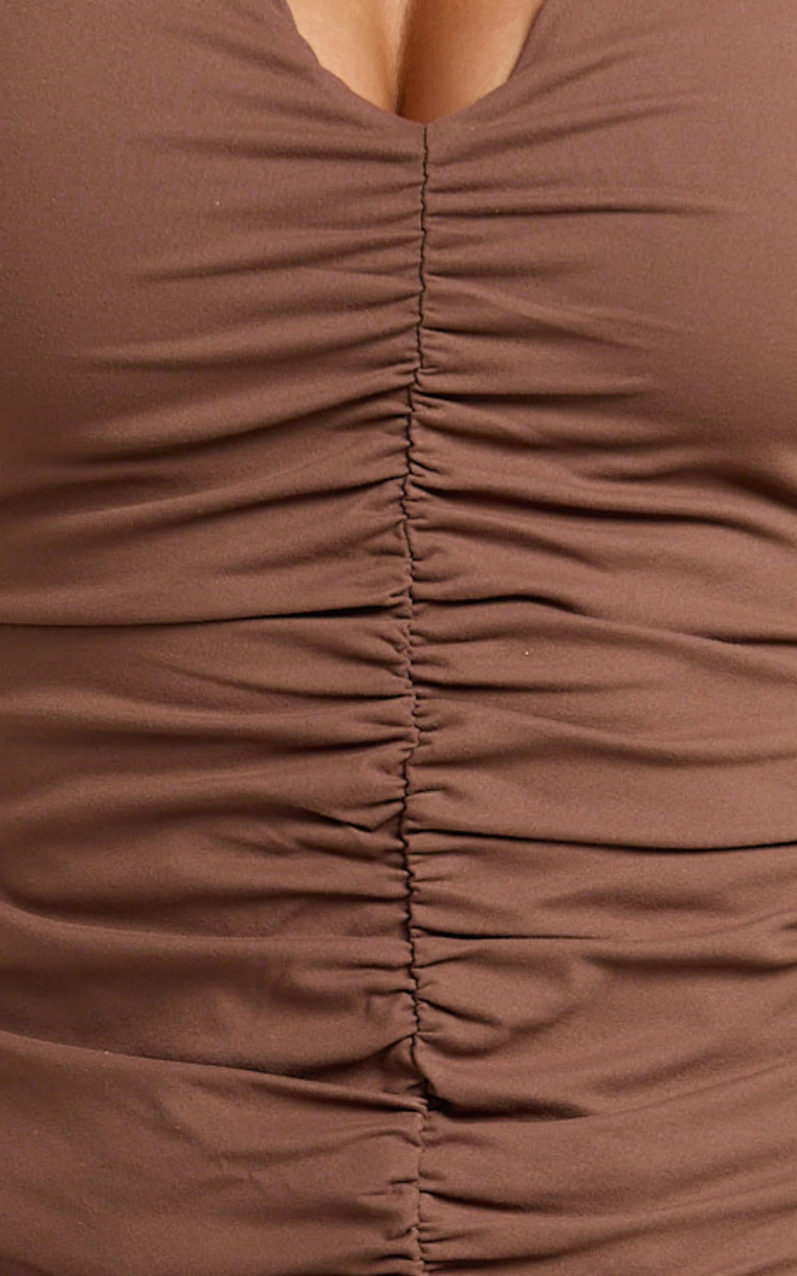 Negie Top - Ruched Detail Tank Top in Chocolate