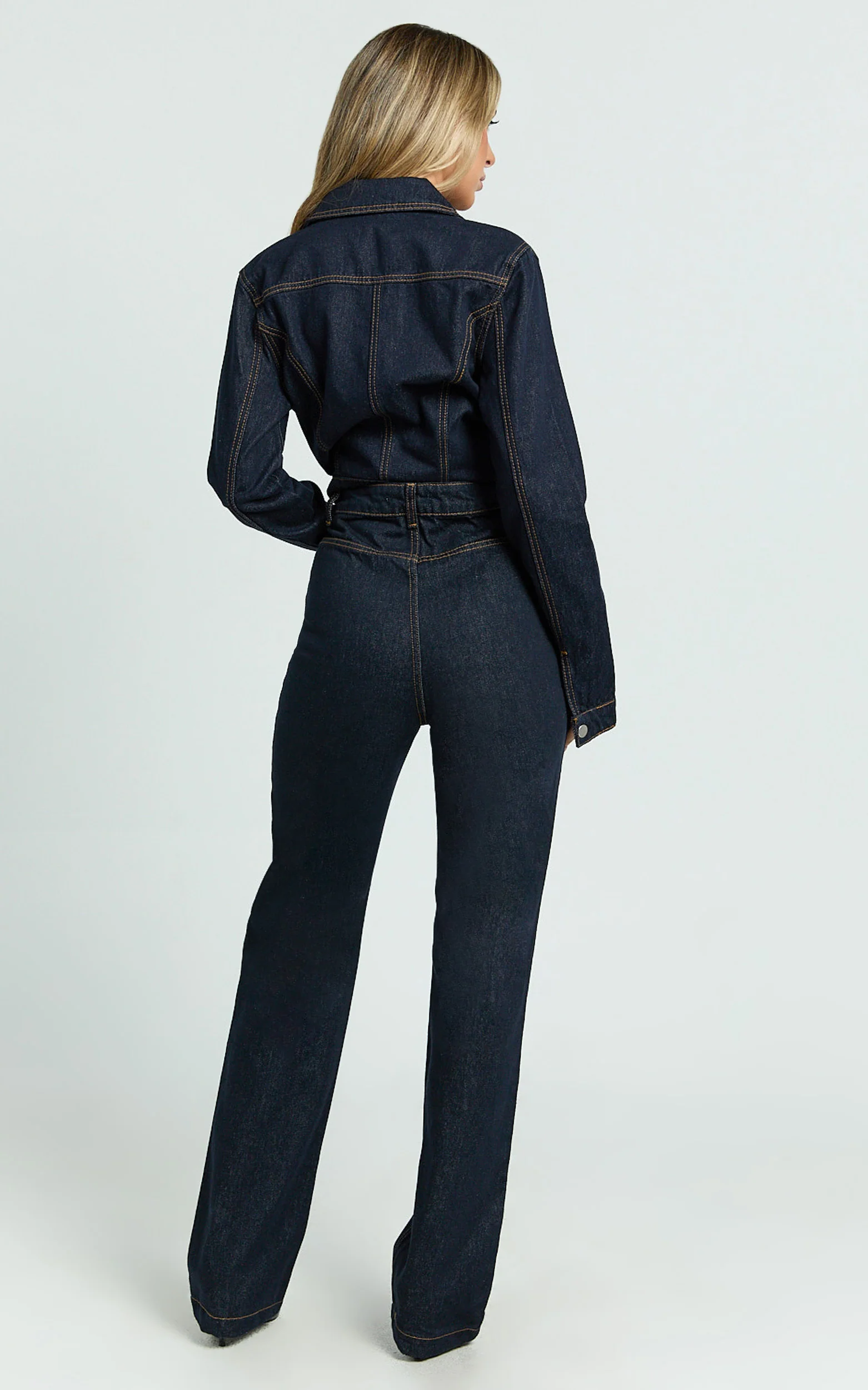 Celia Jeans - High Rise Straight Leg Jeans in Dark Blue Wash