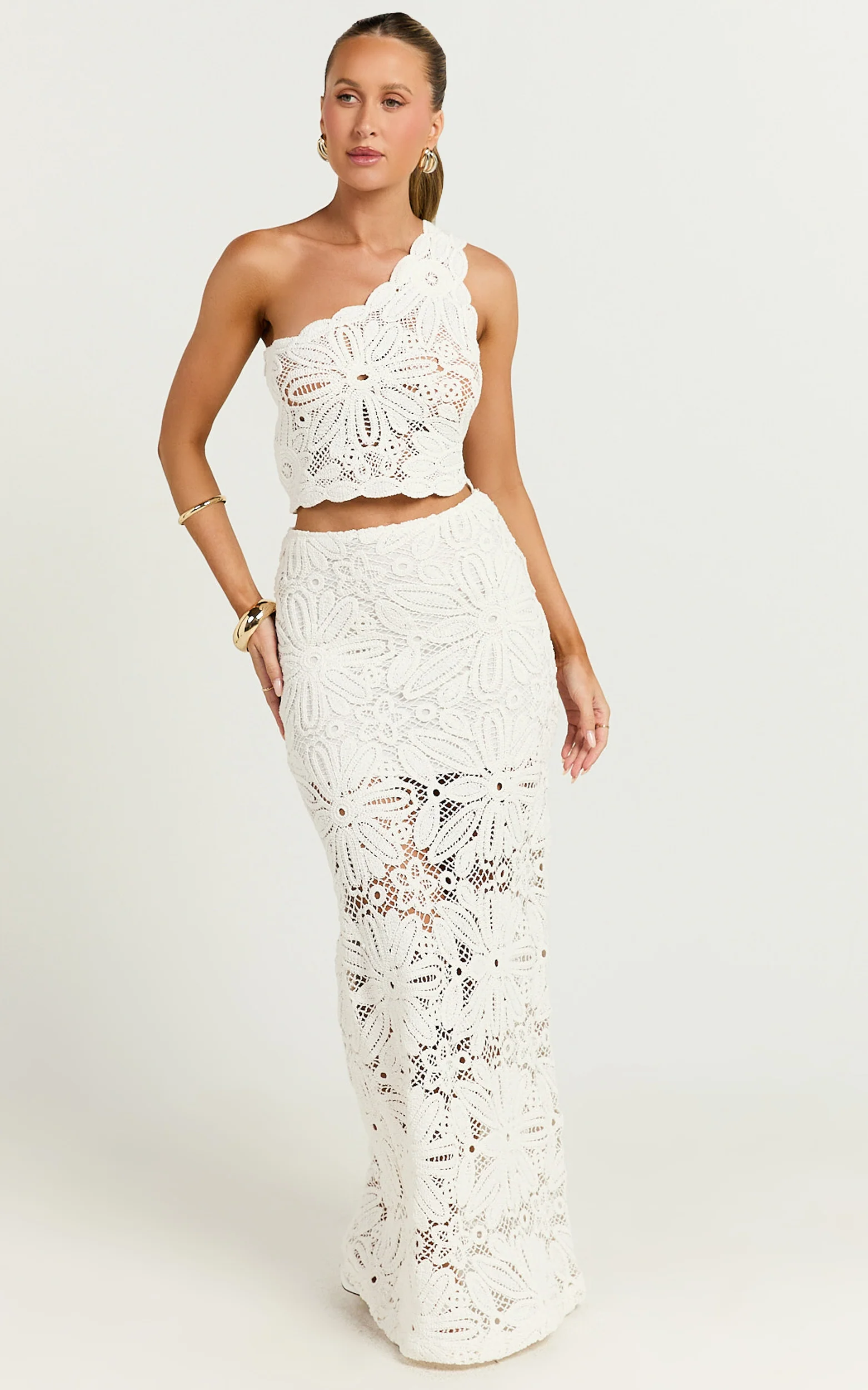 Charlene Top - Crochet One Shoulder Top in White