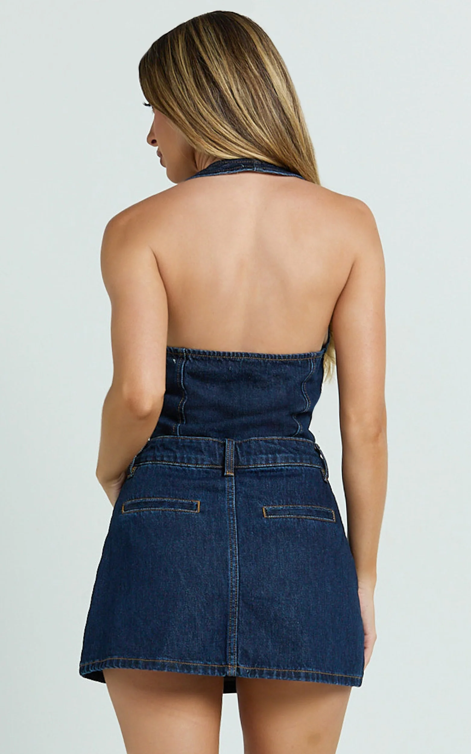 Walton Skort - Mid Waisted Recycled Denim Skort in Indigo Wash