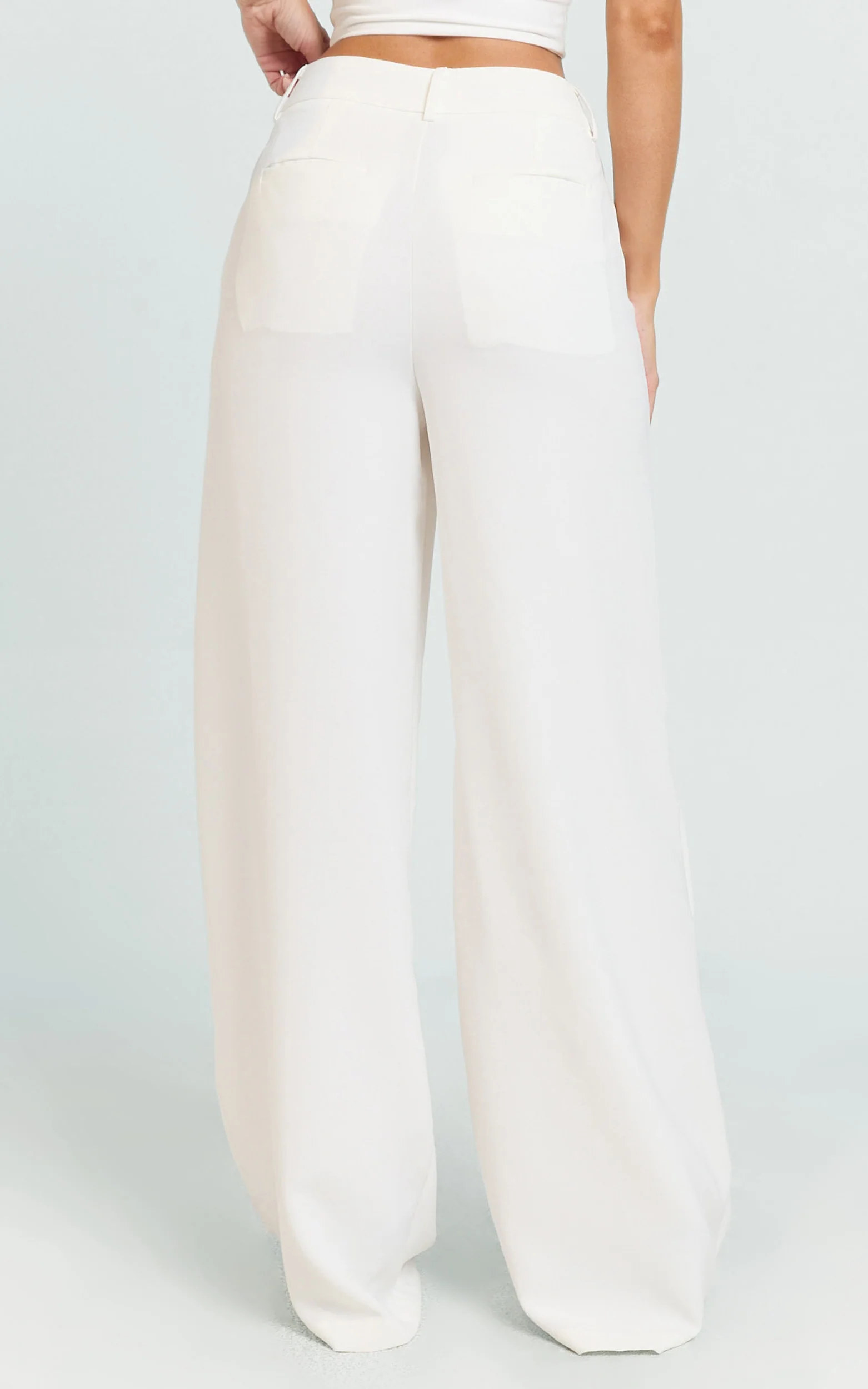 Selena Pants - High Waisted Wide Leg Tailored Pants in Cream