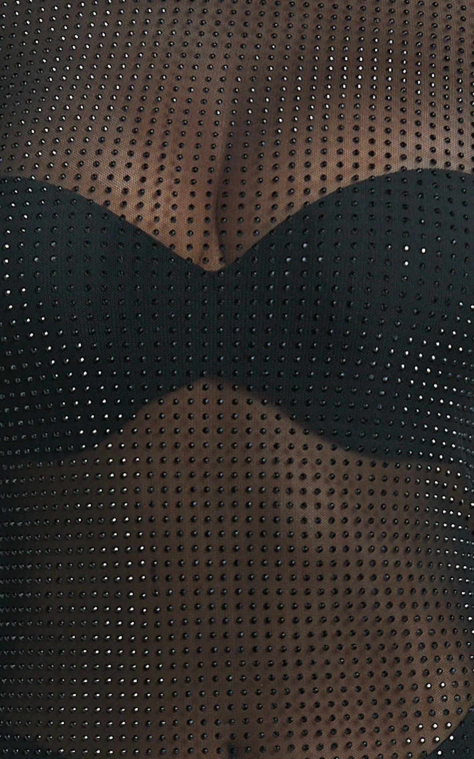 Ellise Maxi Dress - Diamante High Neck Long Sleeve Bodycon Dress in Black