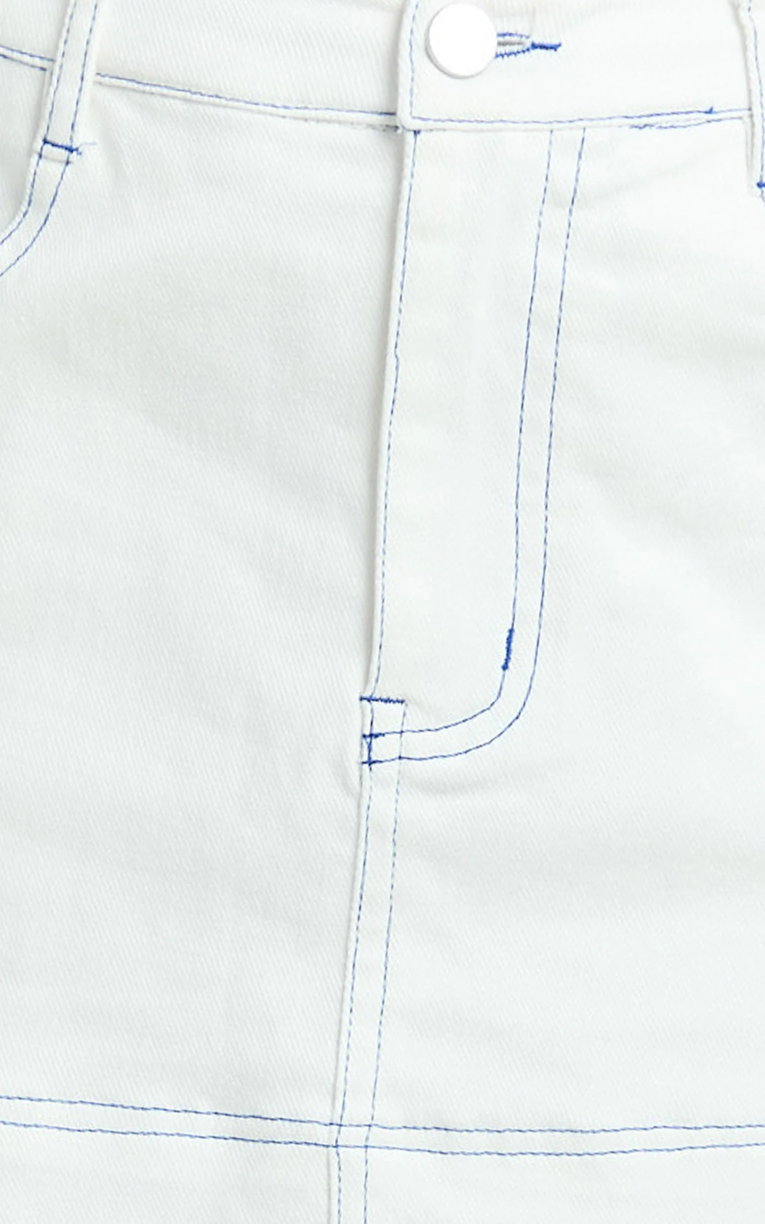 Richelle Skort - Mid Waisted Mini Skirt With Contrast Stitch Detail in Off White