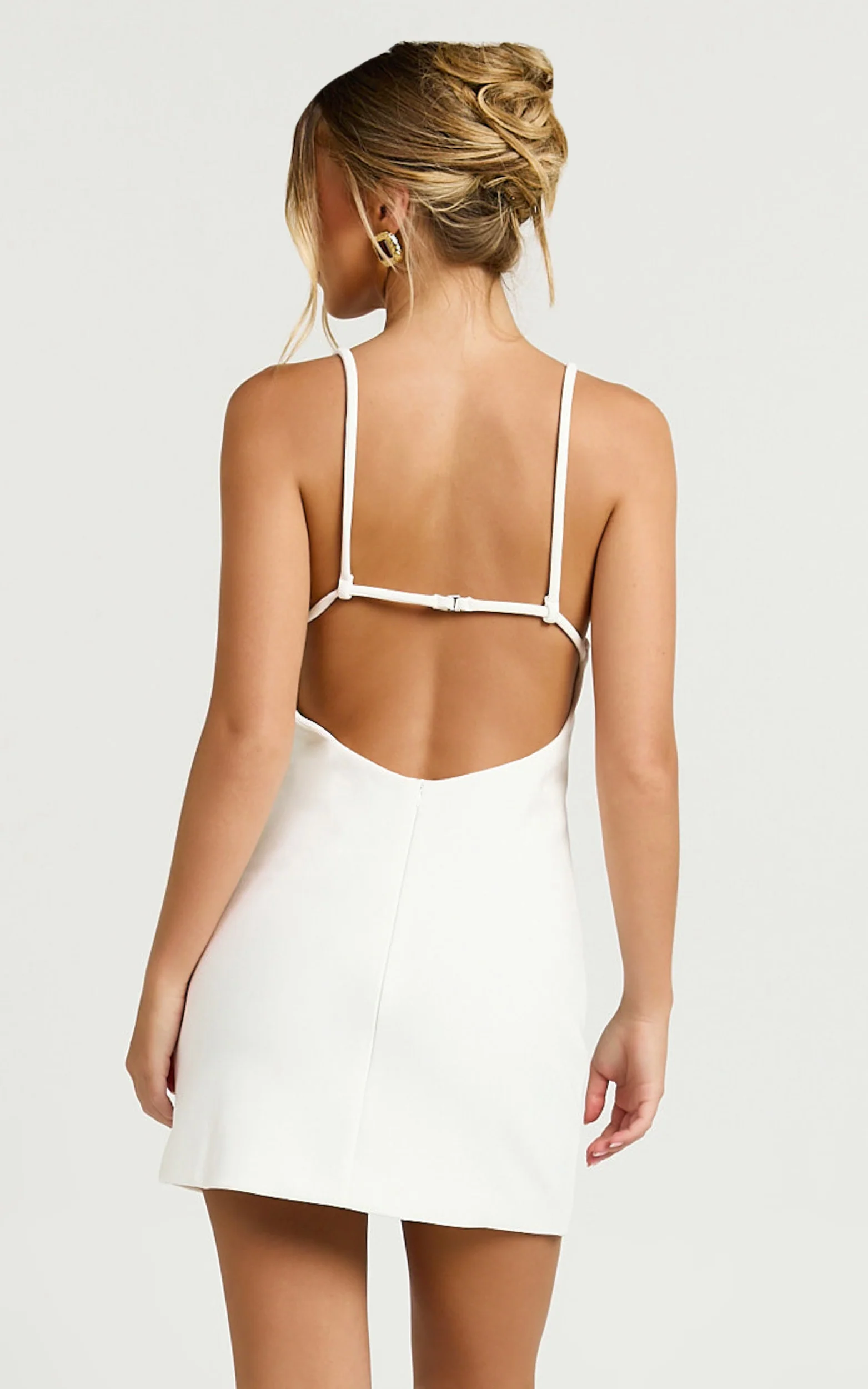 Teagan Mini Dress - Cut Out Low Back Bodycon Dress in White
