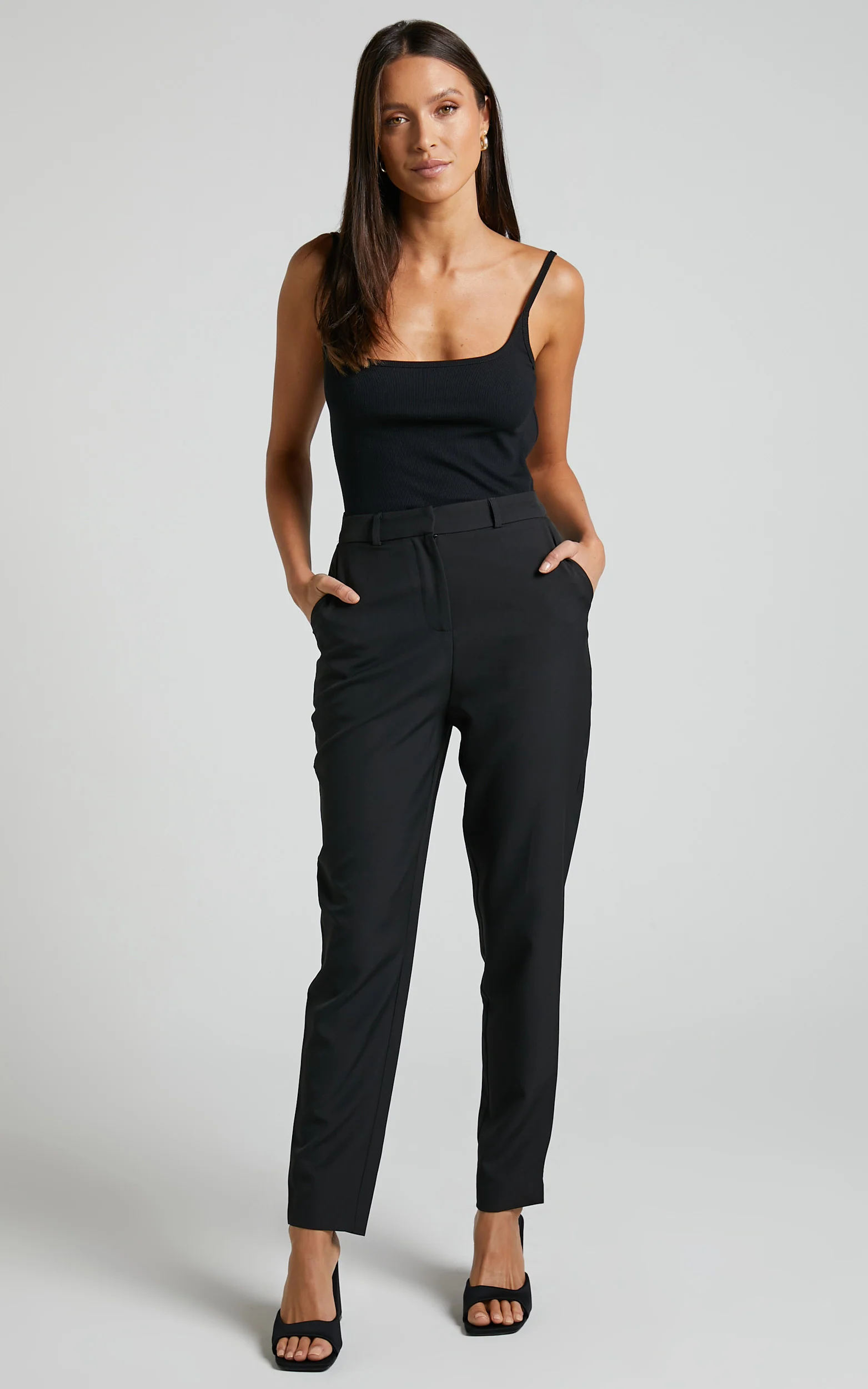 Hermie Pants - High Waisted Cropped Tailored Pants in Black