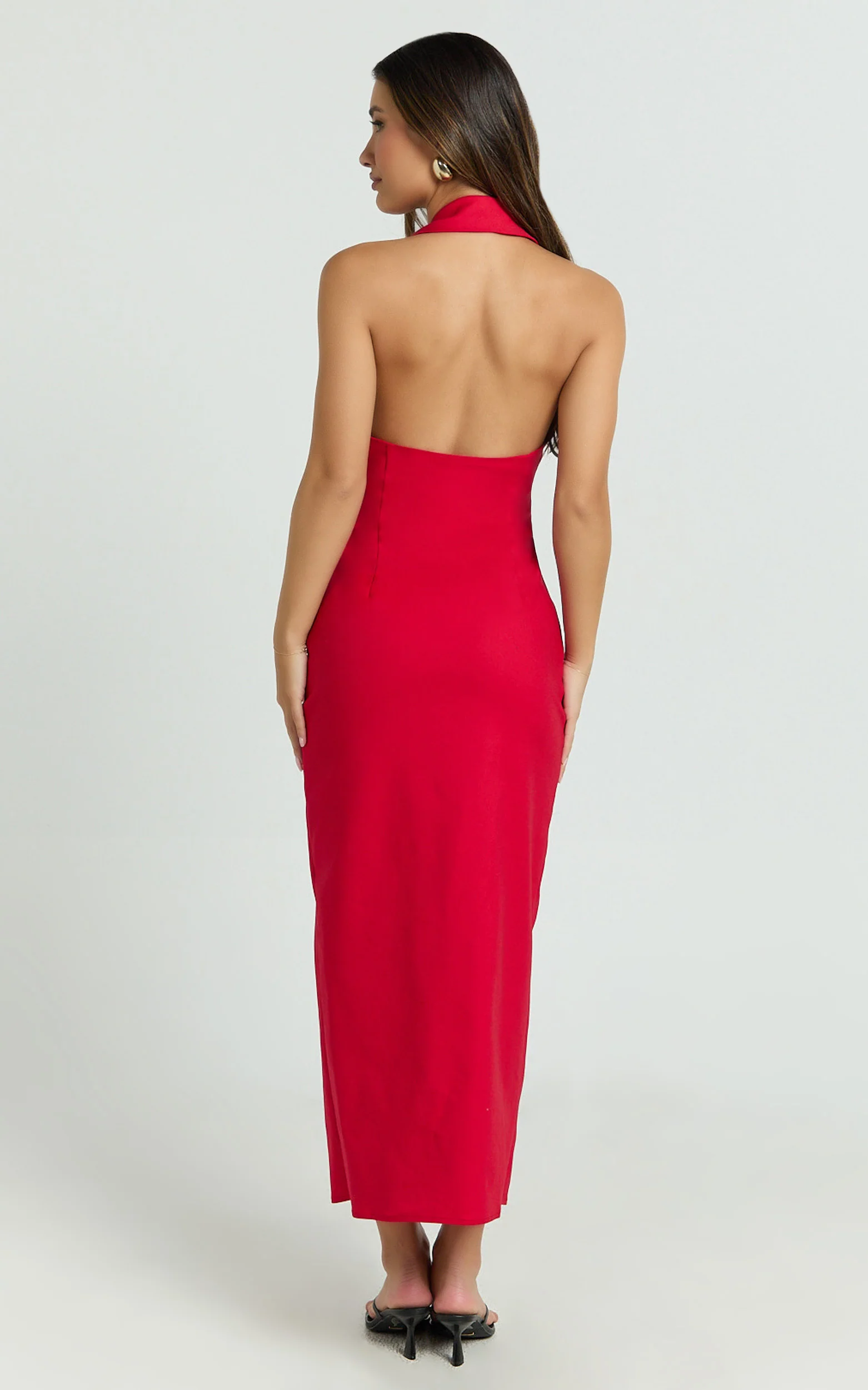 Lillibelle Midi Dress - Collared Button Down Bodycon Dress in Red