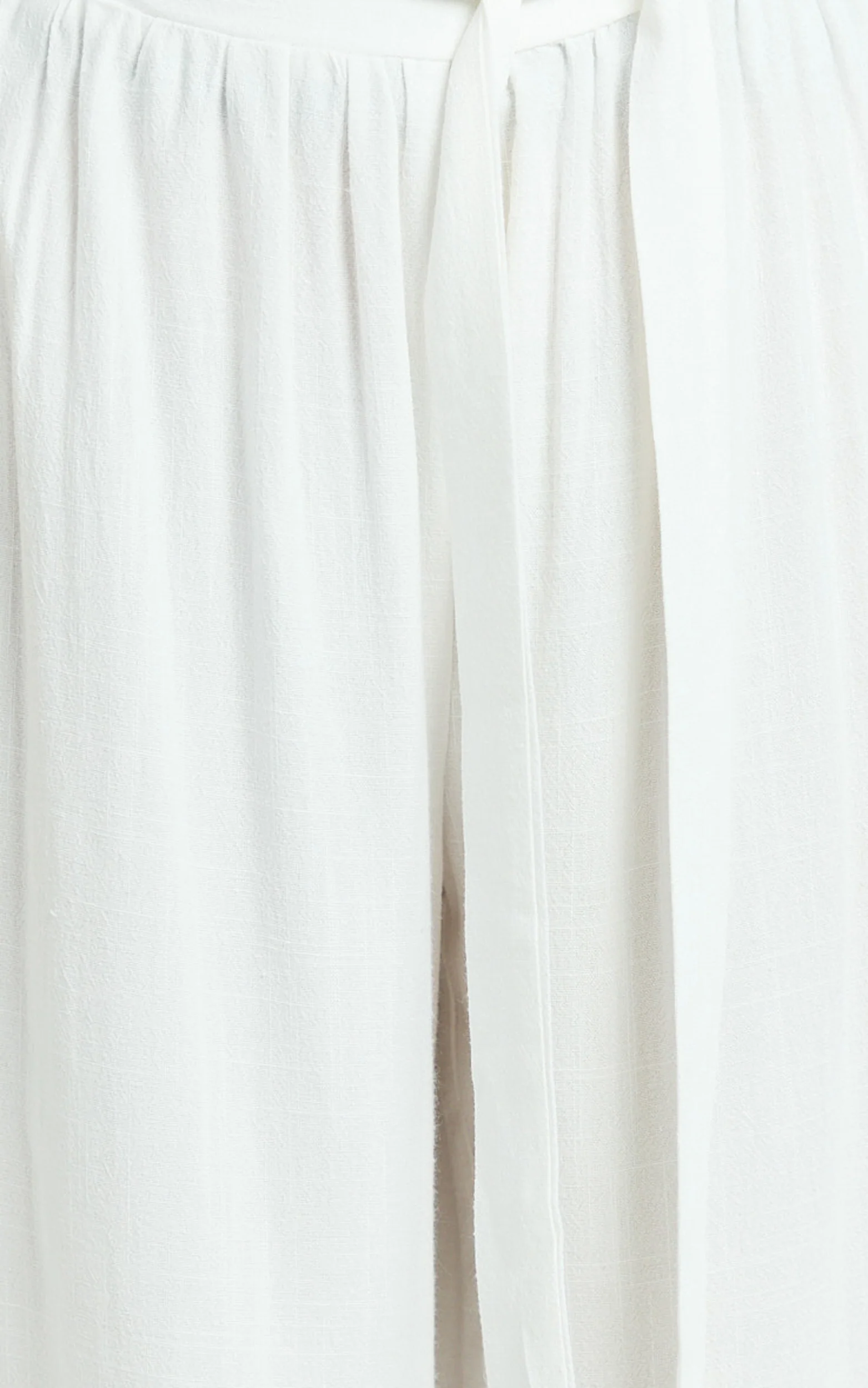 Kalli Pants - Linen Look Belted Wide Leg Relaxed Pants in White