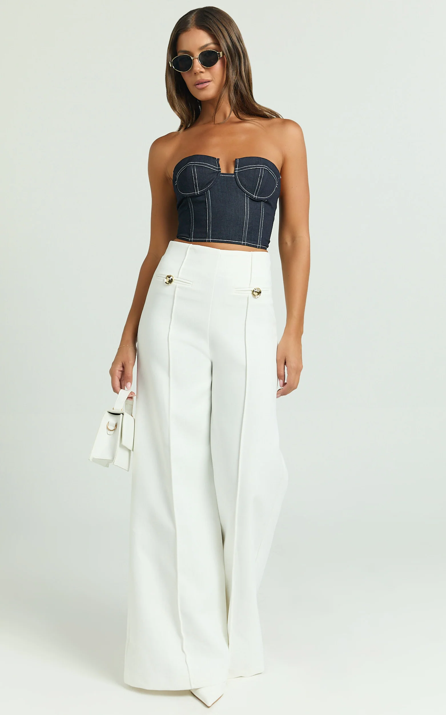 Clara Pants - High Waisted Wide Leg Pants in White