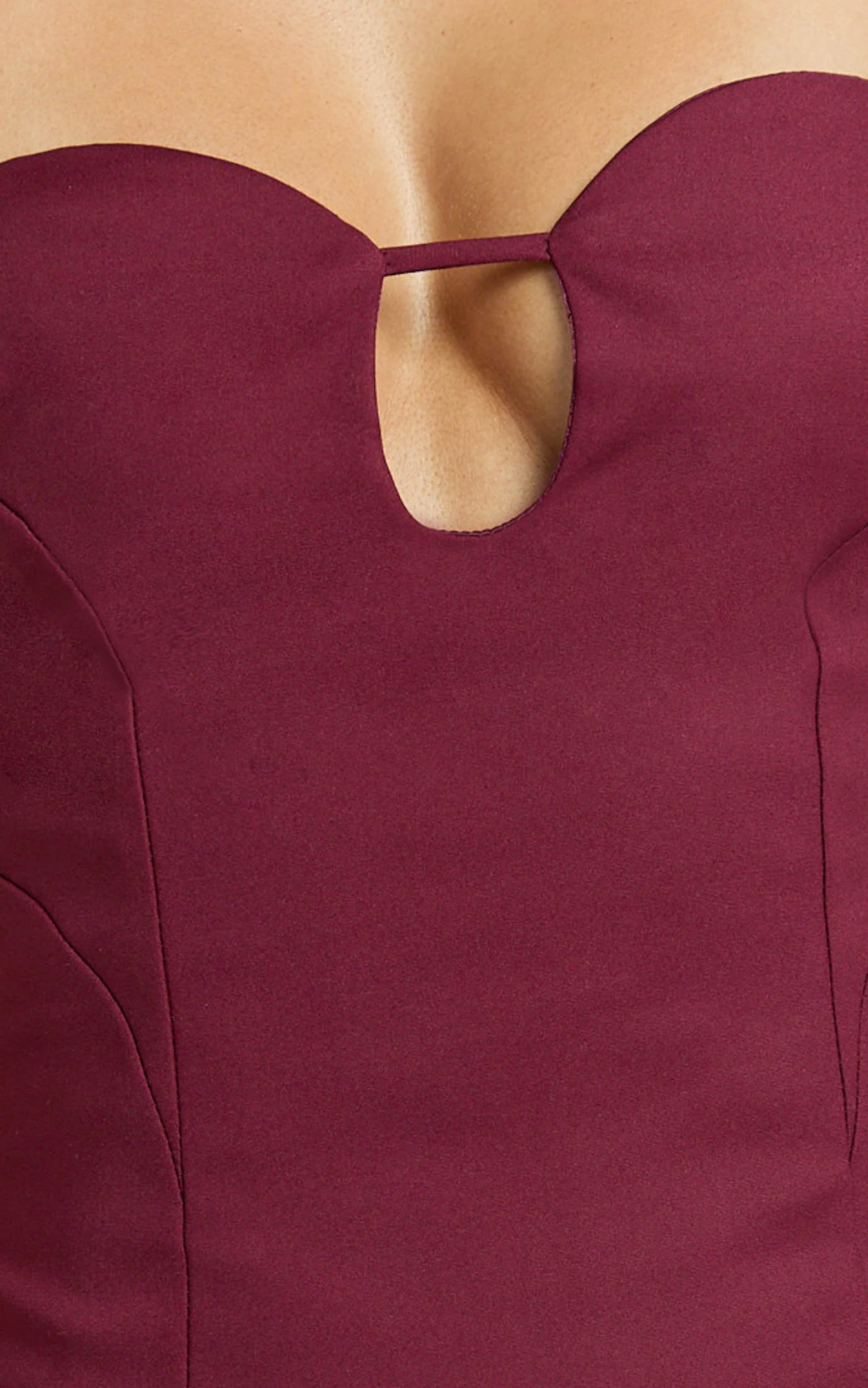 Carolyn Top - Strapless Cut Out Tailored Top in Wine