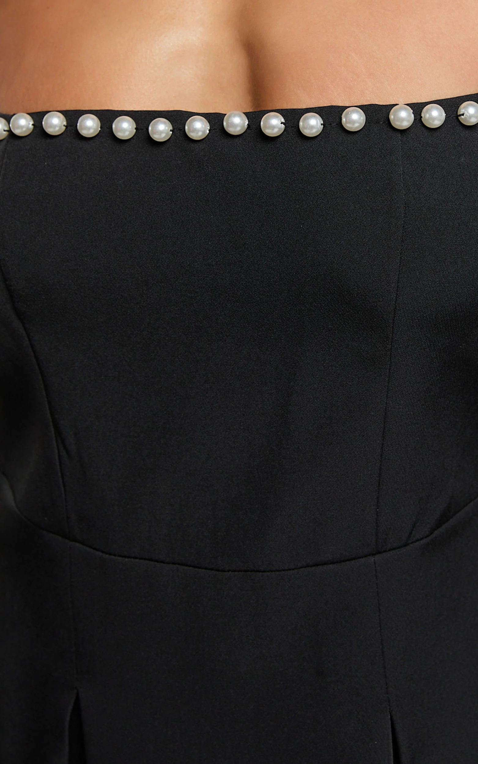 Edelyn Mini Dress - Square Neck Long Sleeve A Line Dress in Black