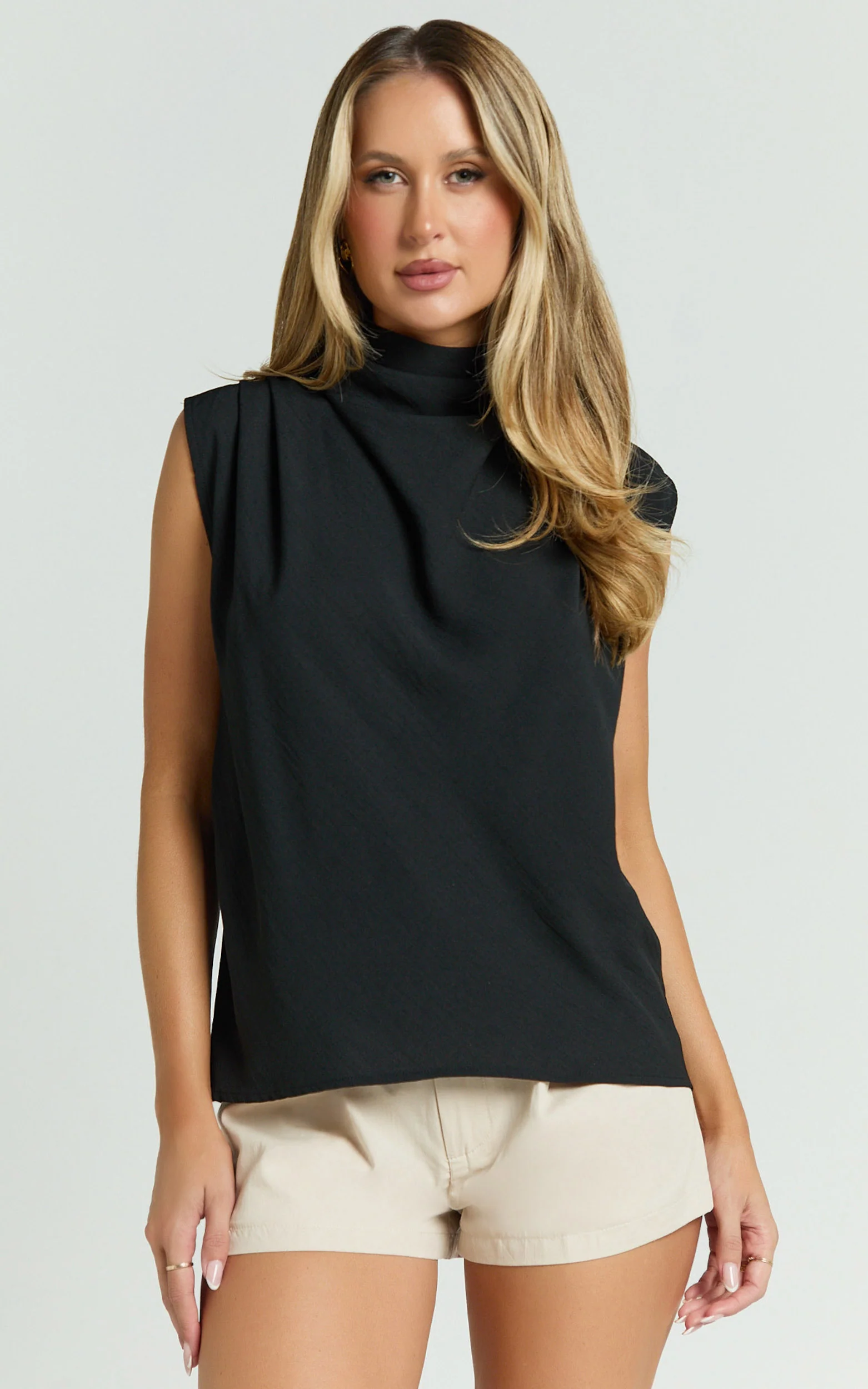 Arianae Top - High Neck Top in Black