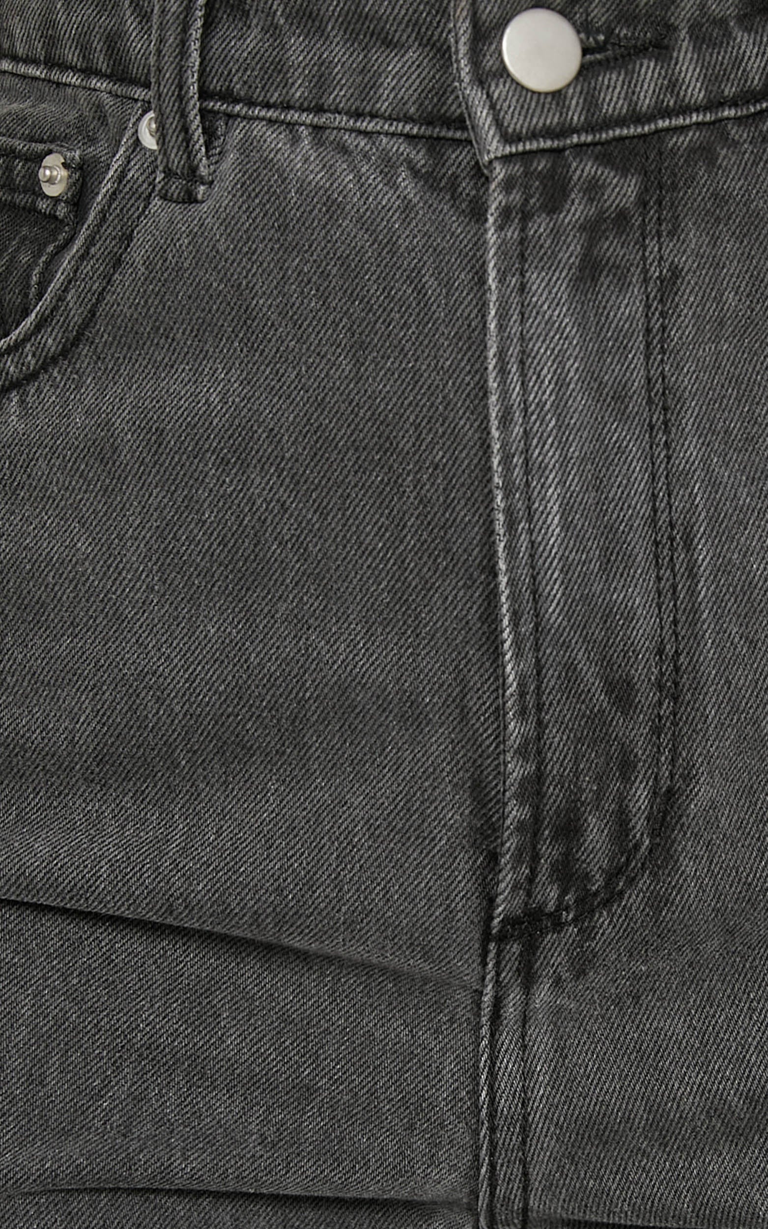 Emman Jeans - High Waisted Cotton Wide Leg Denim Jeans in Washed Black