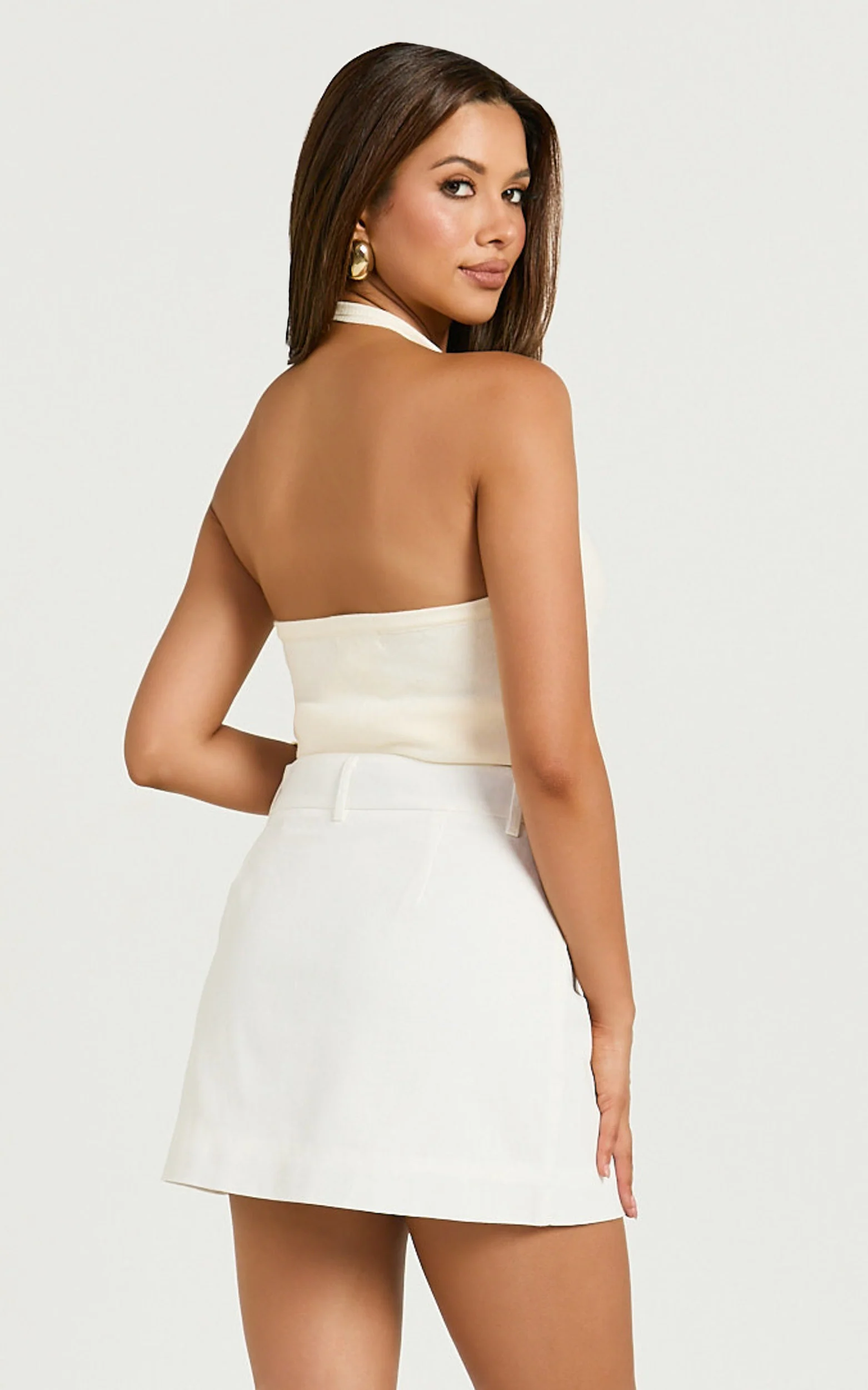 Farrow Mini Skirt - Tailored Linen Skirt in White