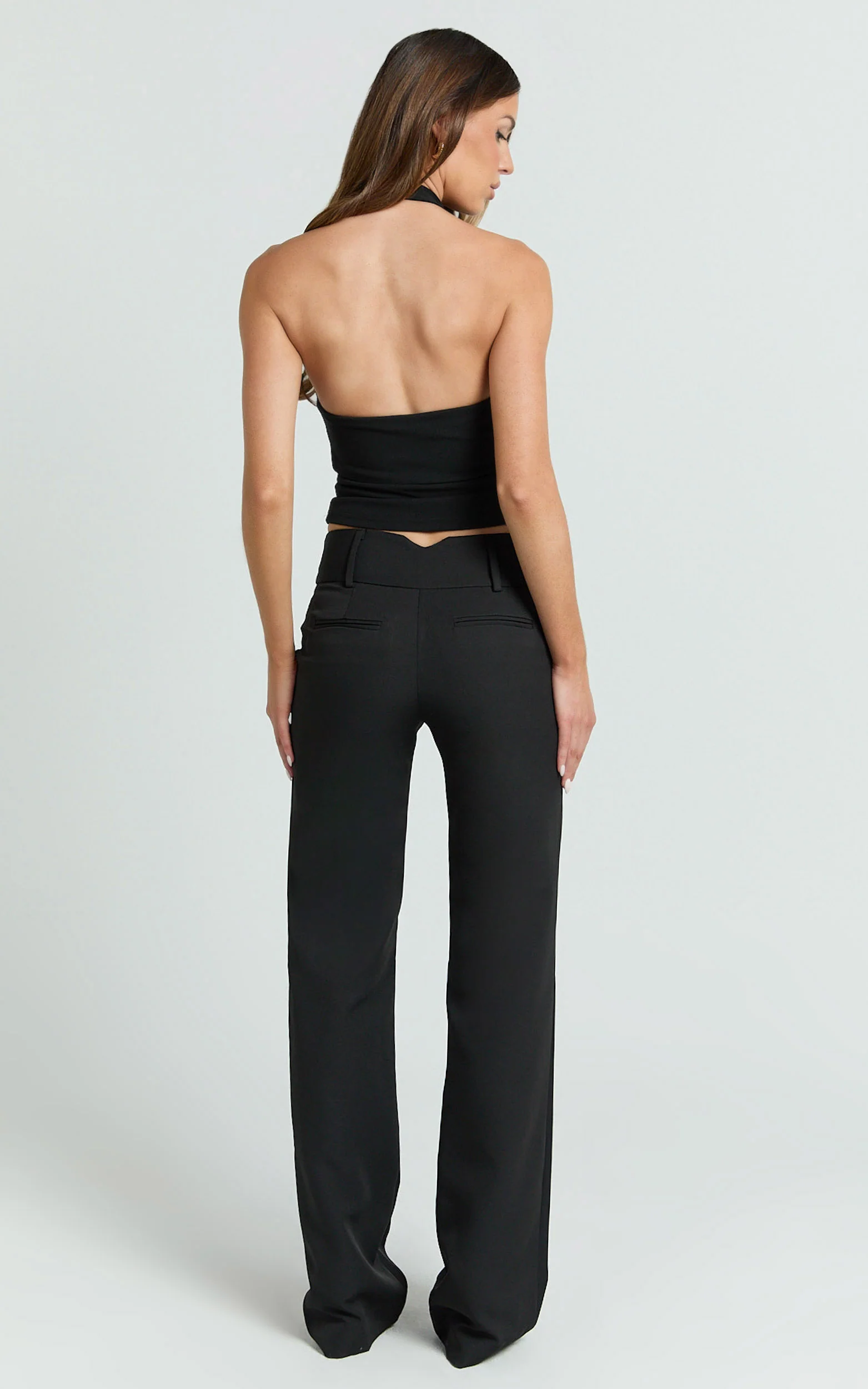 Elliot Pants - Mid Rise Pinstripe Bootleg Pants in Black