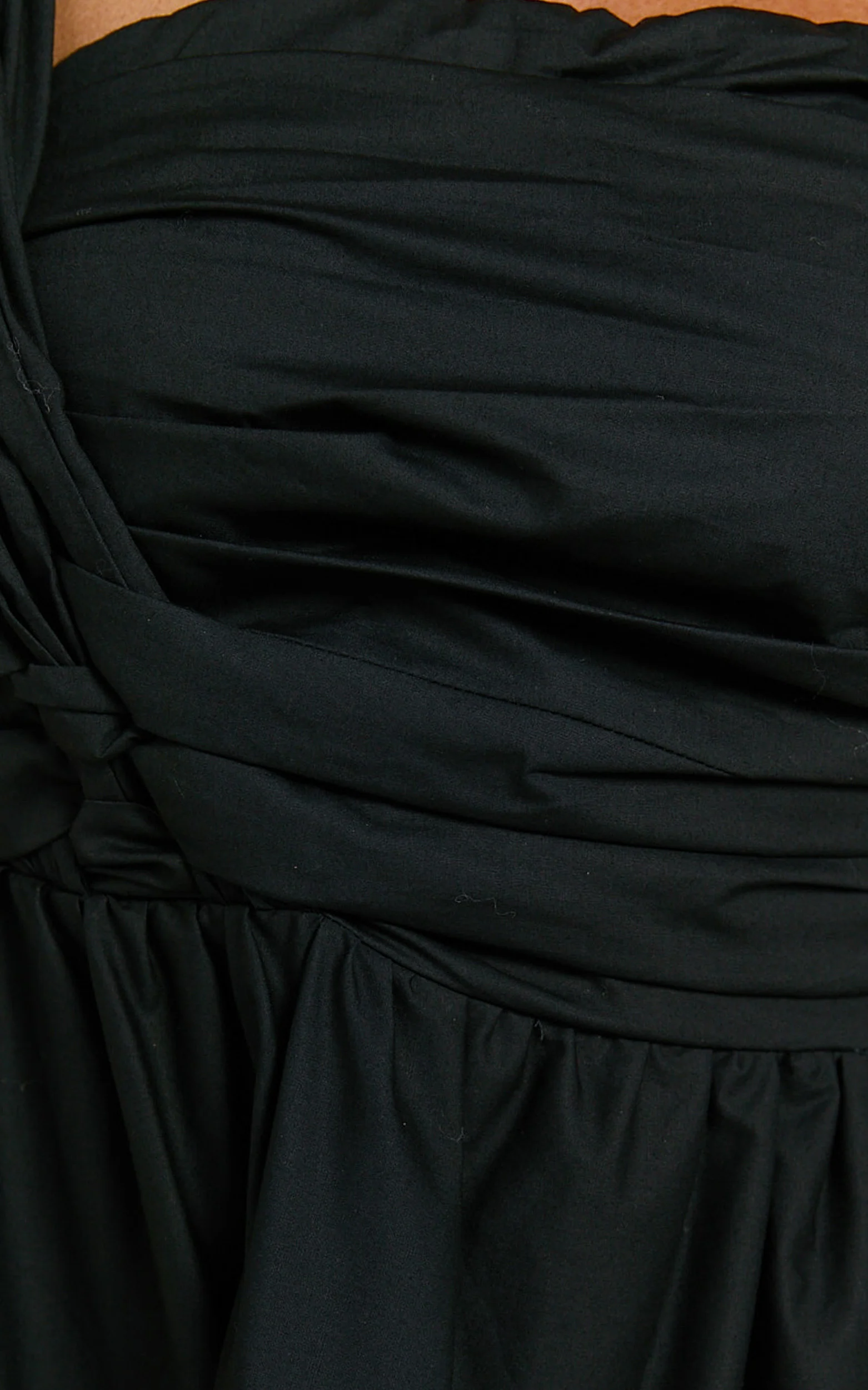 Stephanie Midi Dress - One Shoulder Tiered Midi Dress in Black