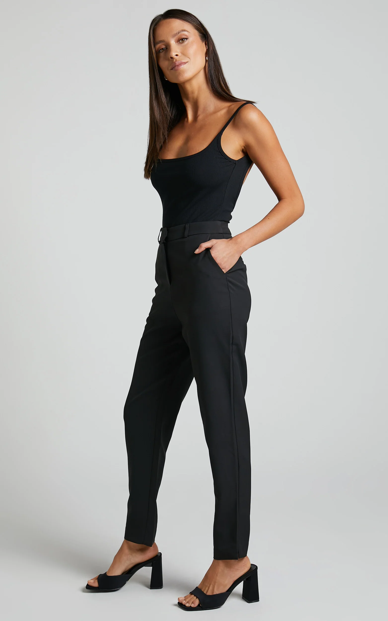 Hermie Pants - High Waisted Cropped Tailored Pants in Black