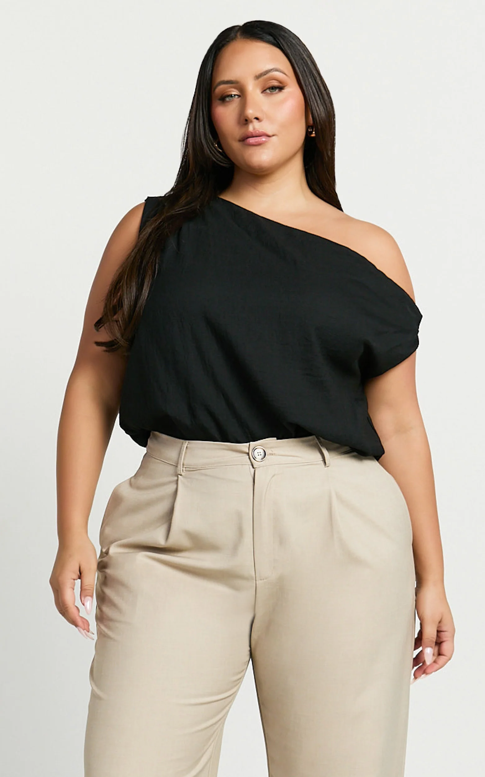 Mabel Bodysuit - Asymmetrical Neckline One Shoulder in Black