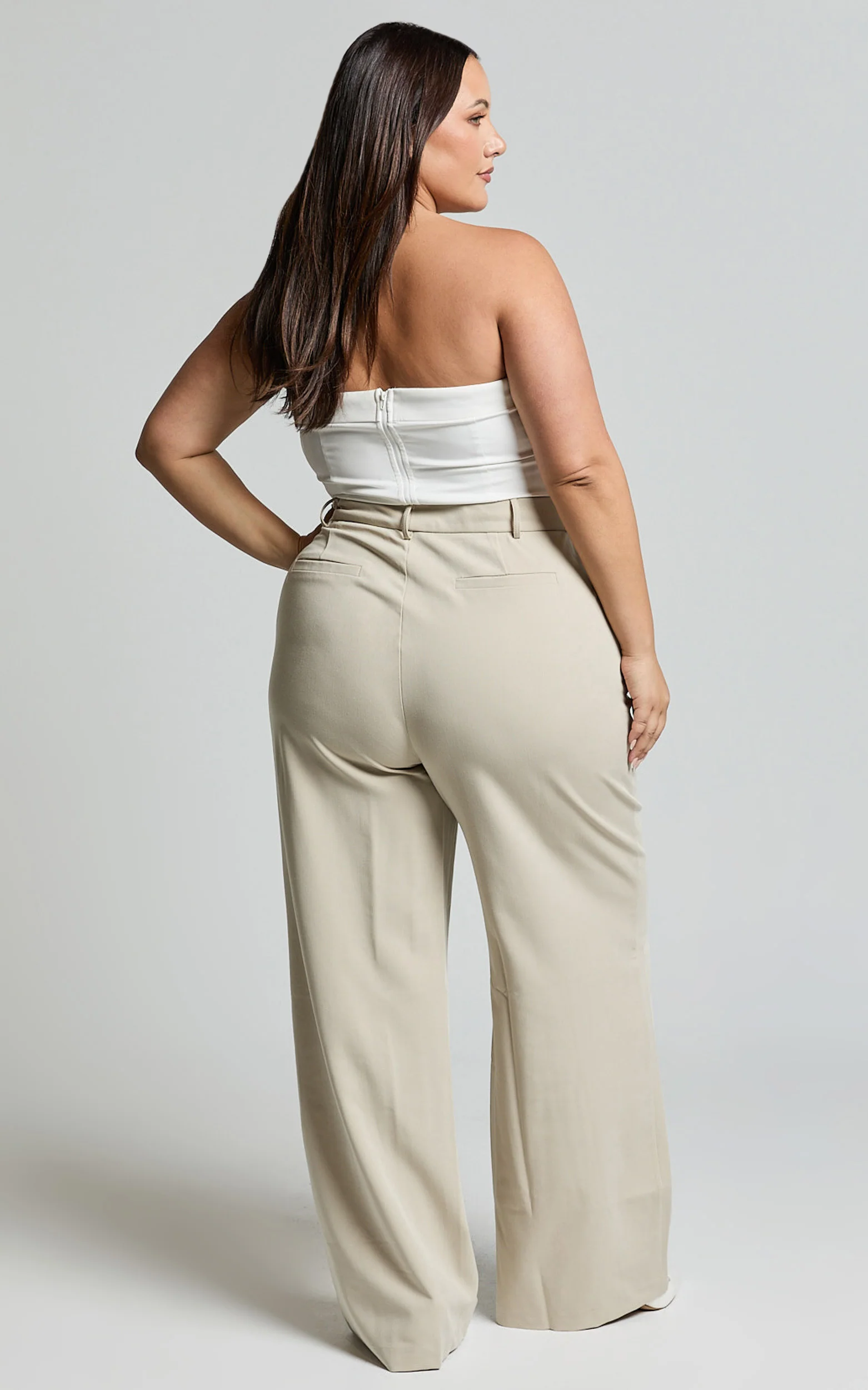 Lorcan Pants - High Waisted Tailored Pants in Stone