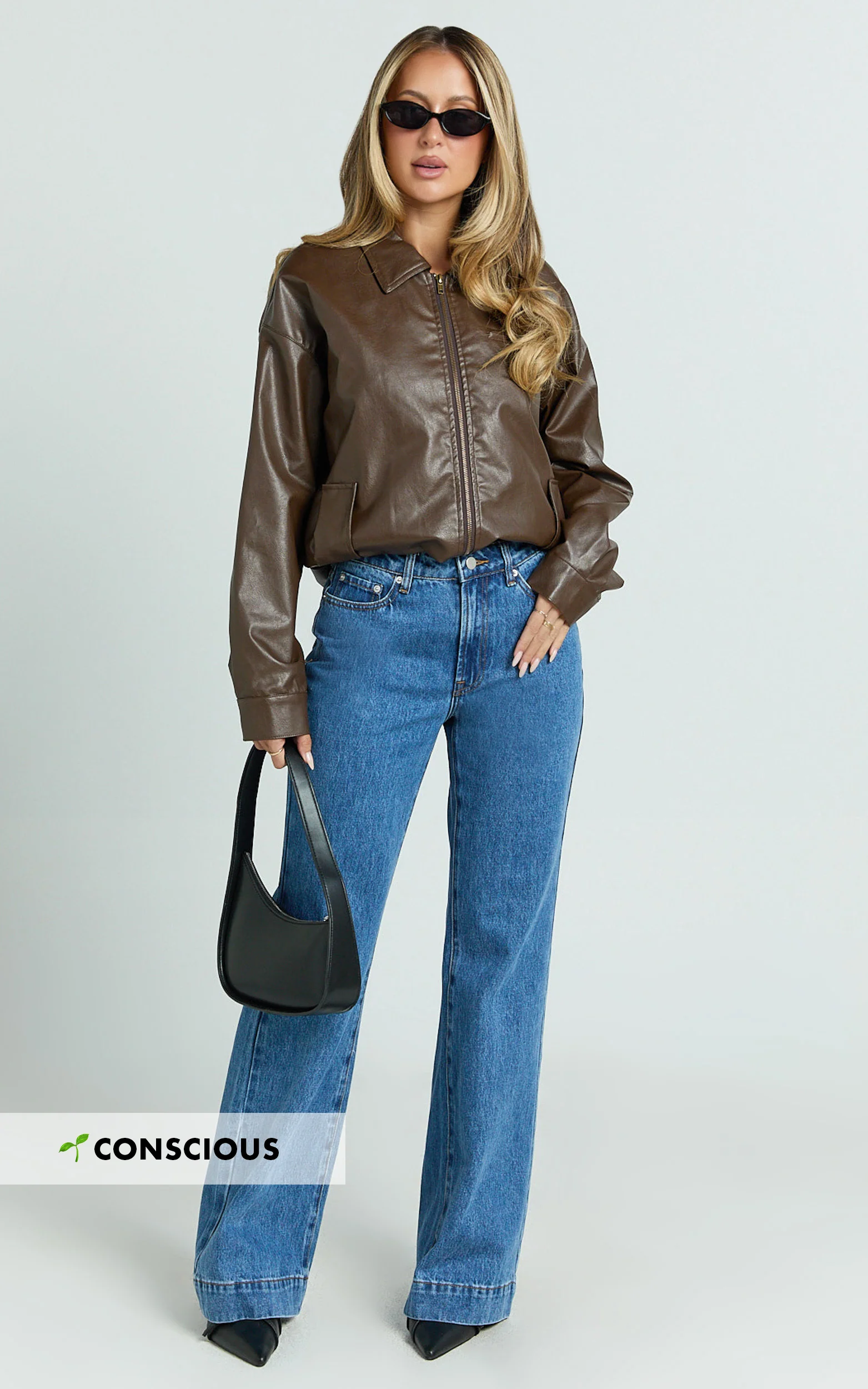 Ebony Jeans - Mid Rise Wide Leg Recycled Denim Jeans in Dark Blue Wash