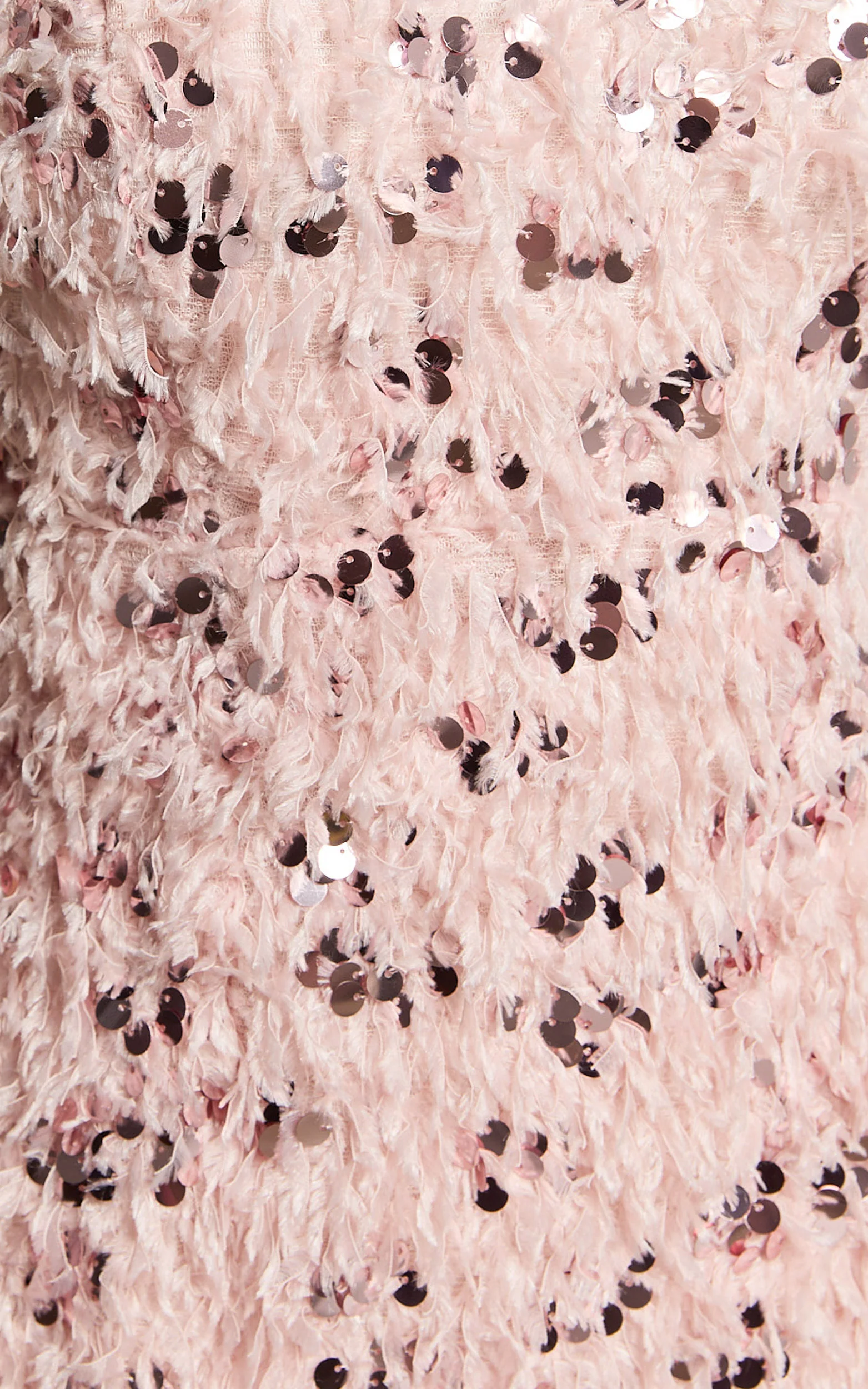 Spencer Mini Dress - Strappy V Neck Feather Sequin Dress in Light Pink