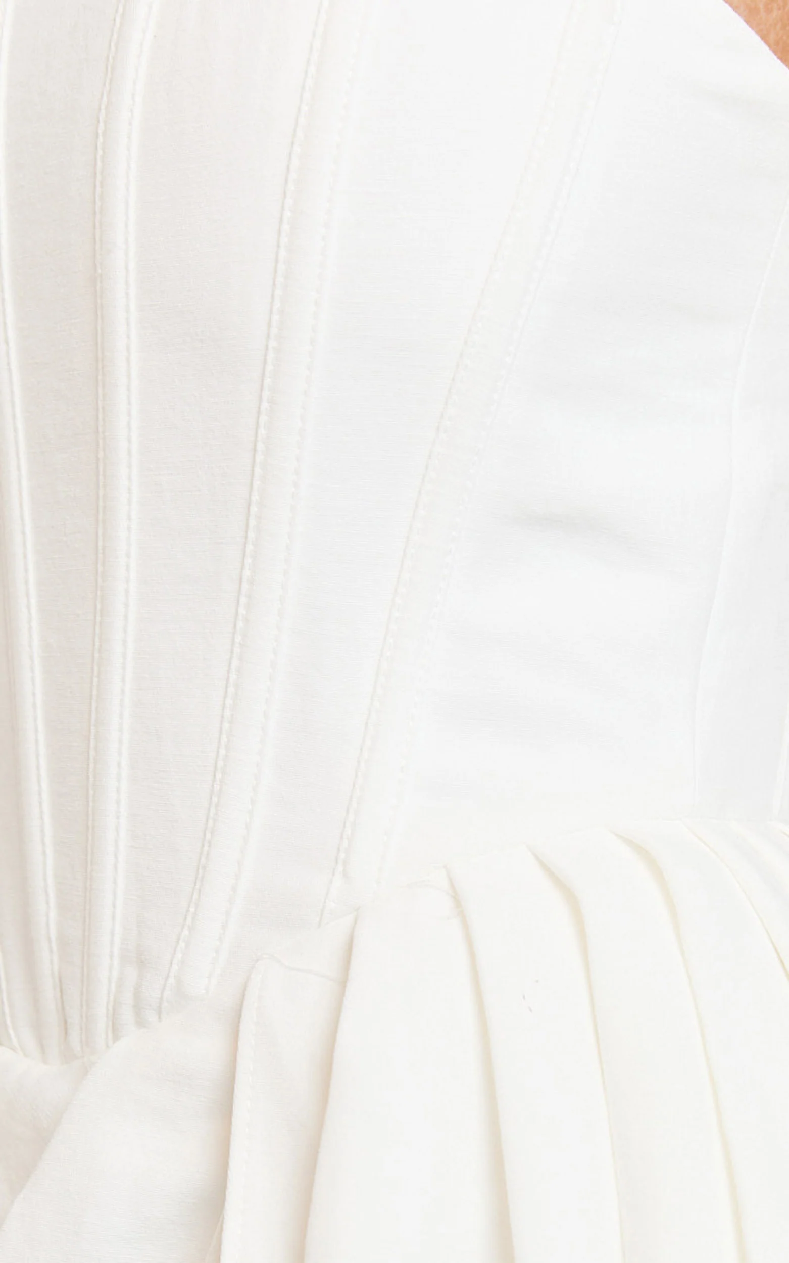 Jeanette Mini Dress - Strapless Corset Bodice Draped Waist Dress in White