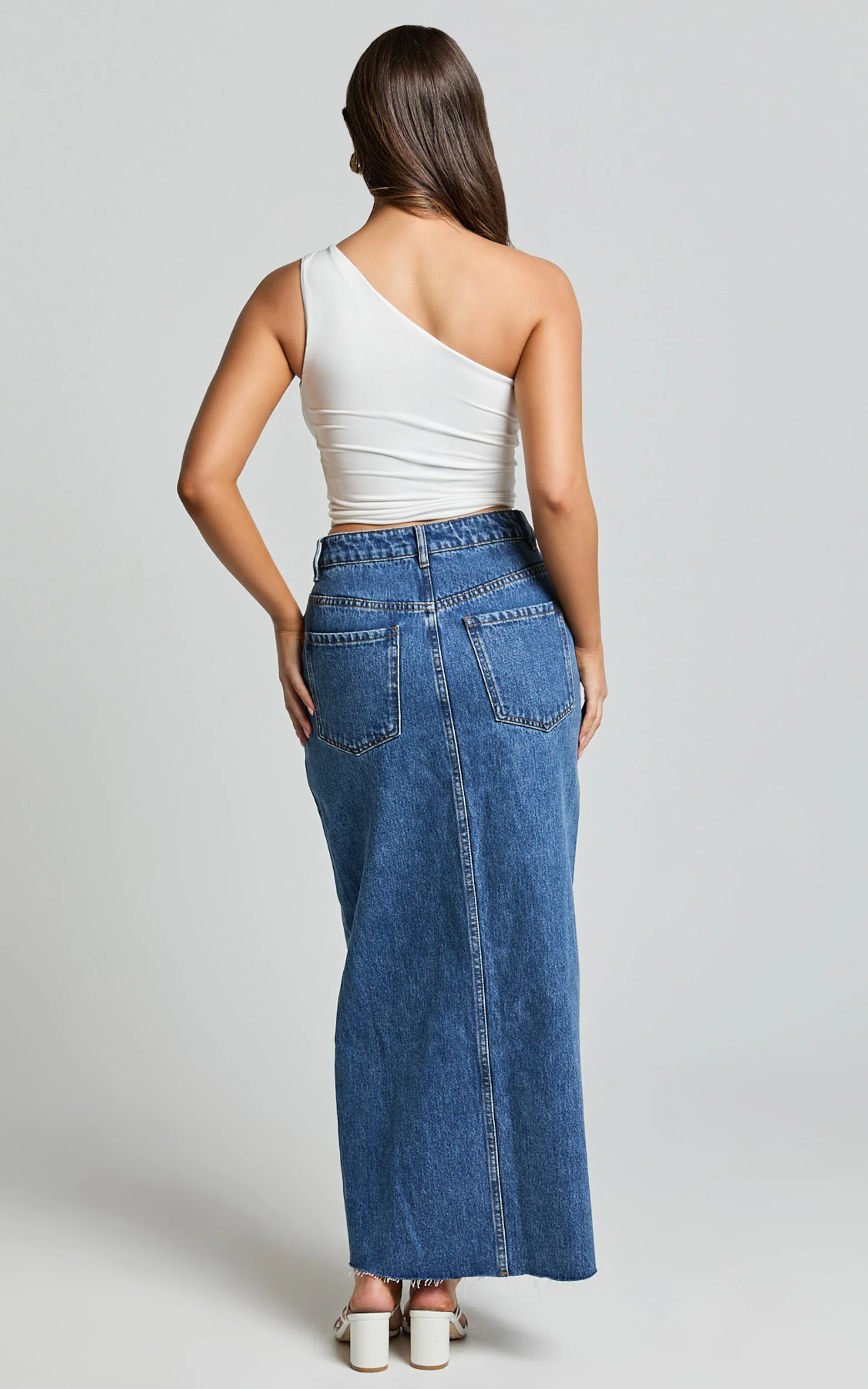 Evette Top - Jersey Gathered One Shoulder Top in Ivory