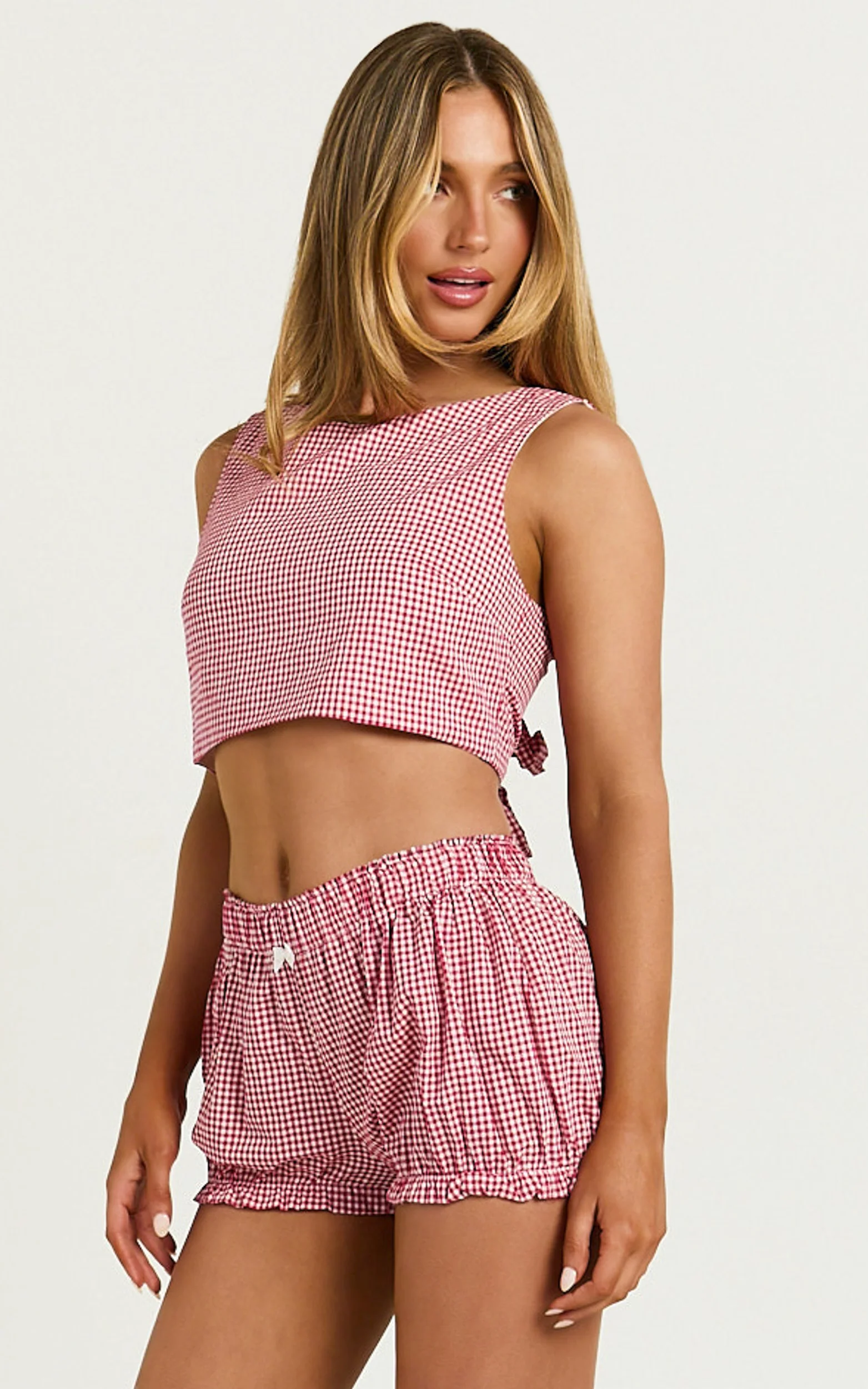 Loxley Top - Tie Up Top in Red Gingham