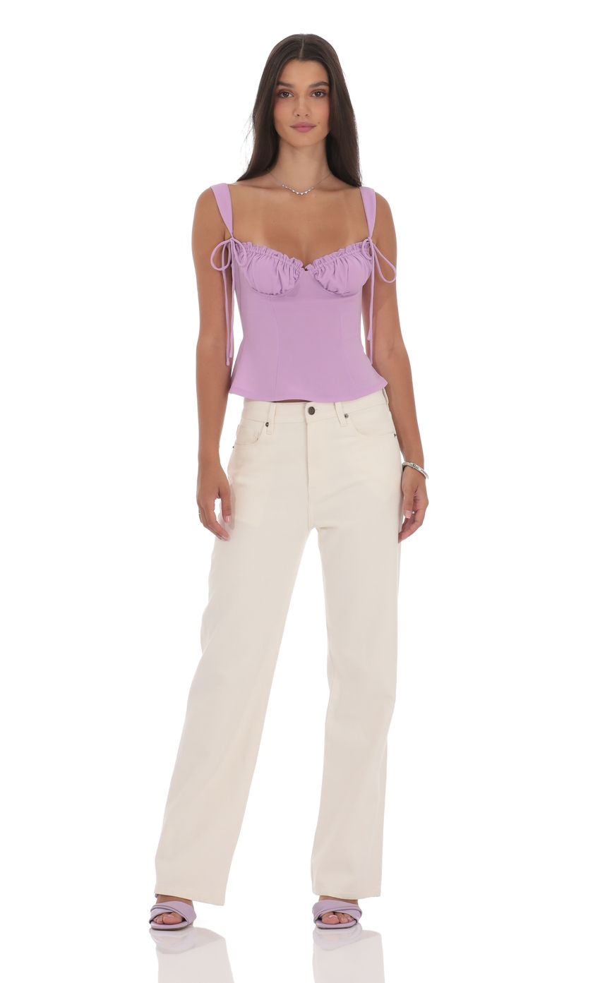 Ruched Flare Top in Lilac