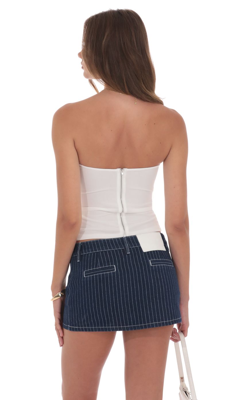 Pinstripe Denim Mini Skort in Blue