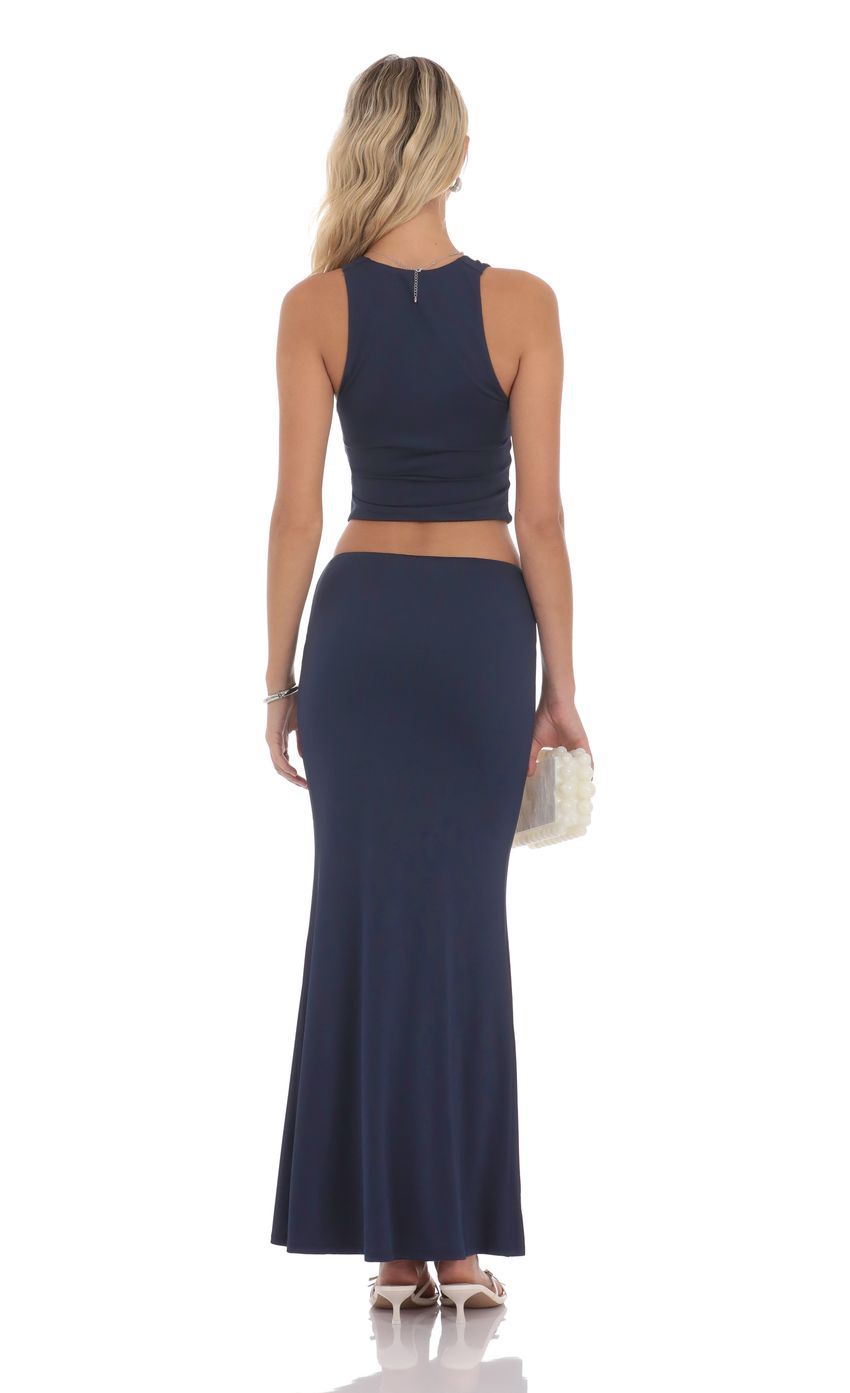 V-Neck Twist Two Piece Set in Navy