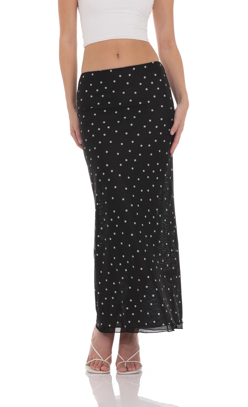 Mesh Polka Dot Skirt in Black