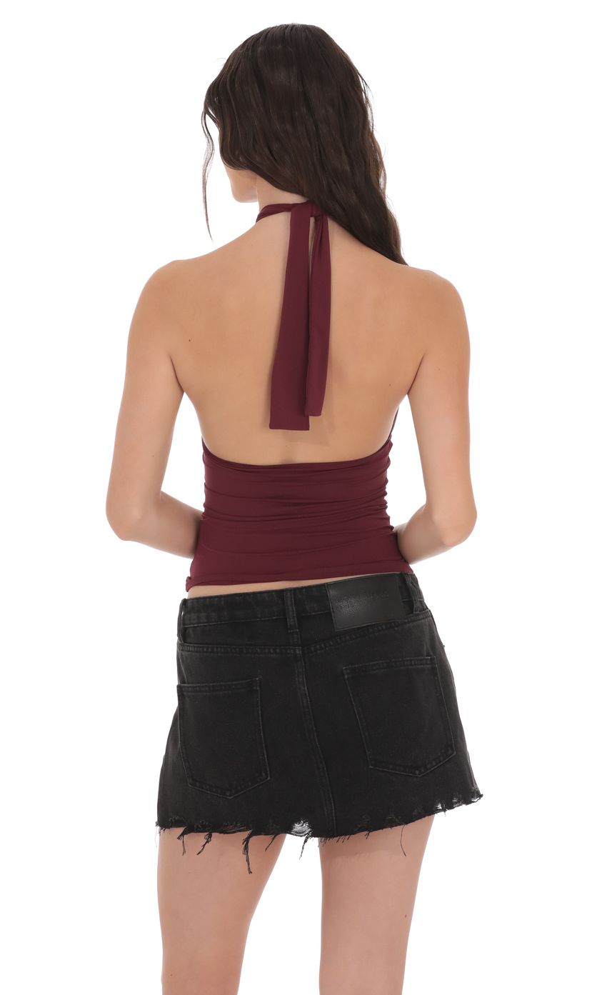 Cross Neck Halter Top in Burgundy