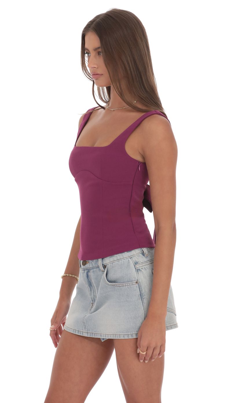 Back Bow Top in Magenta