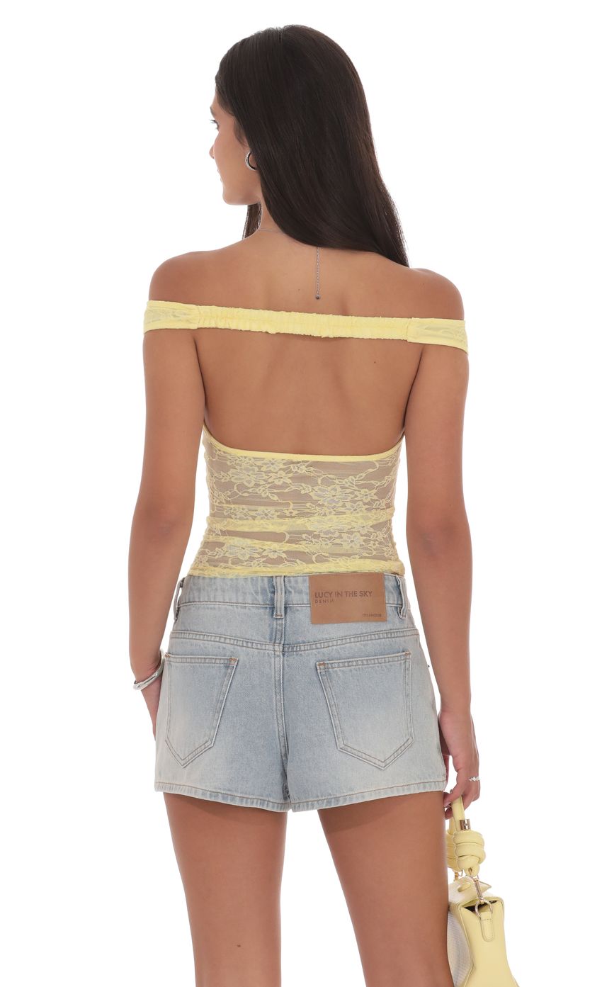 Off Shoulder Lace Top in Yellow