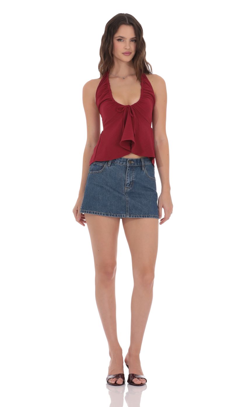 Scrunch Halter Top in Red
