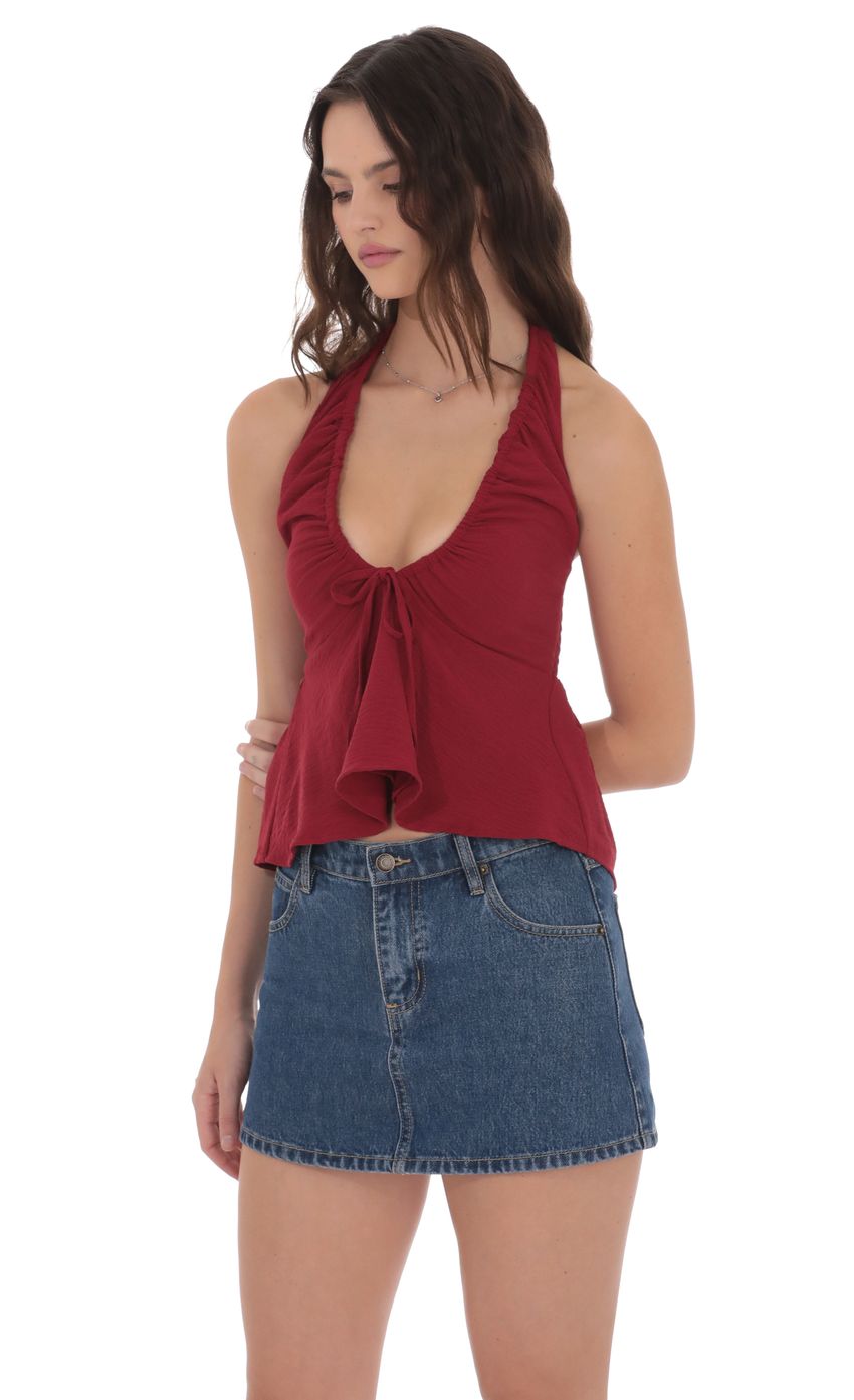 Scrunch Halter Top in Red
