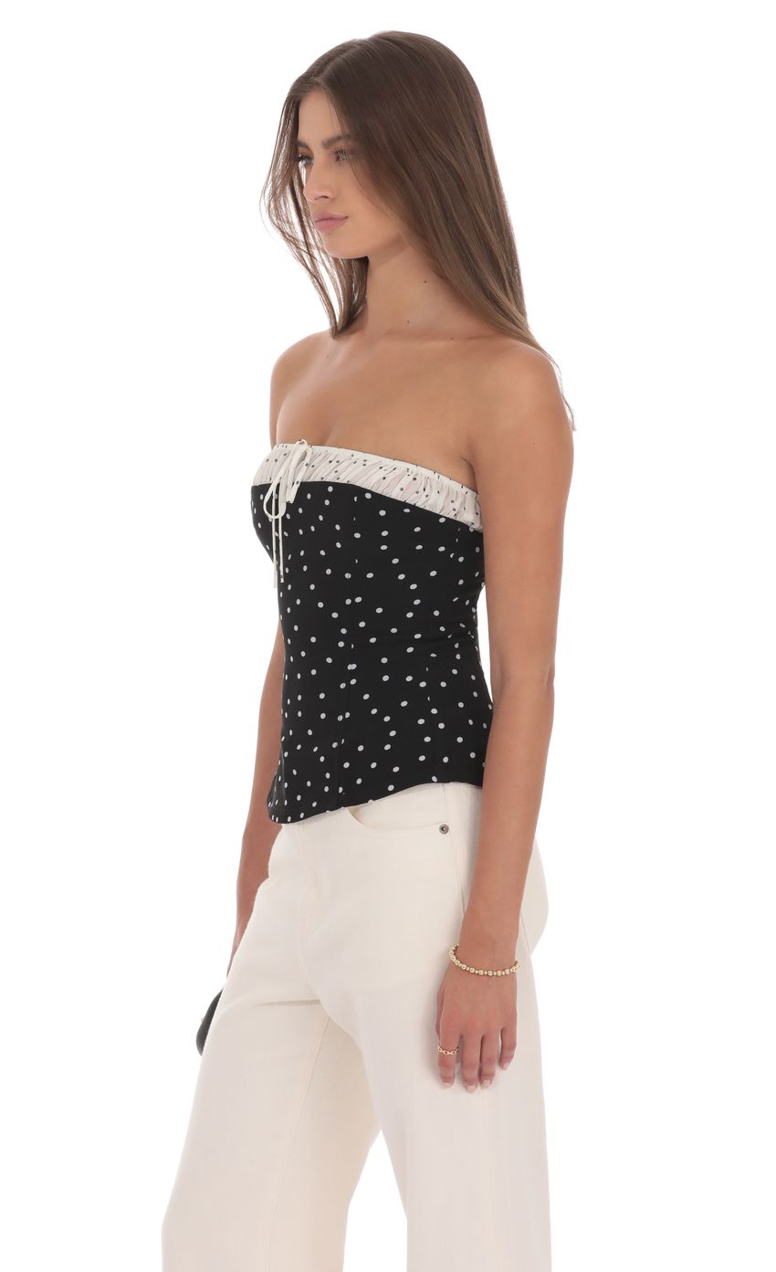 Strapless Polka Dot Top in Black
