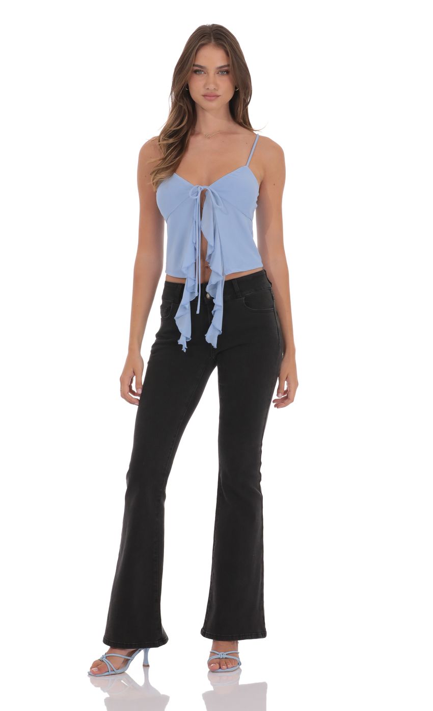 Mesh Front Tassel Top in Blue
