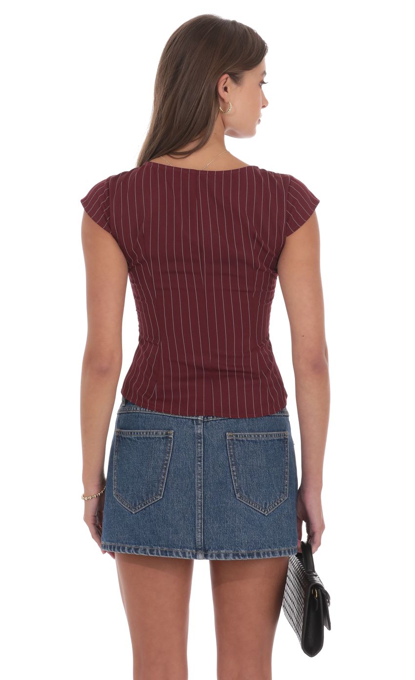 Striped Fitted Top in Maroon