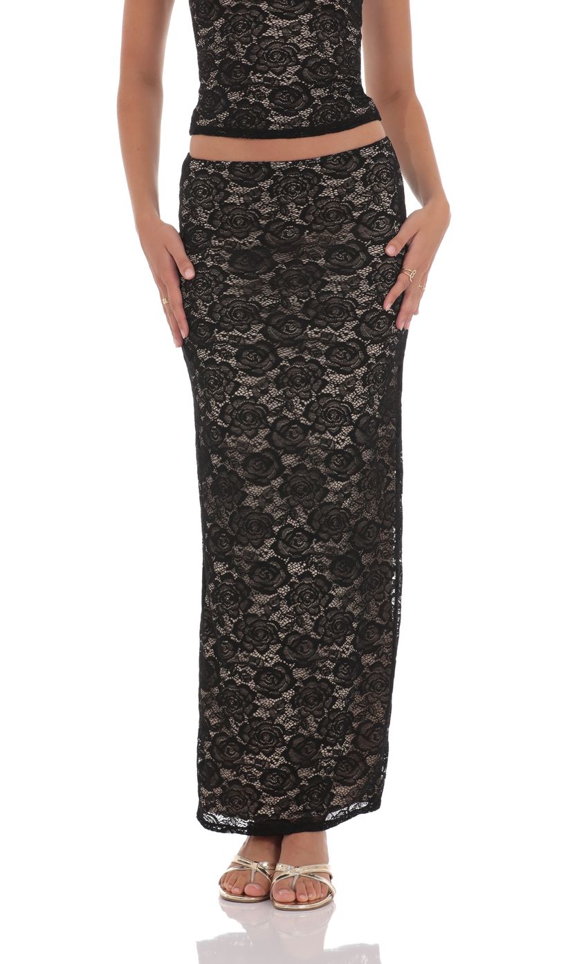 Lace Bodycon Two Piece Set in Black