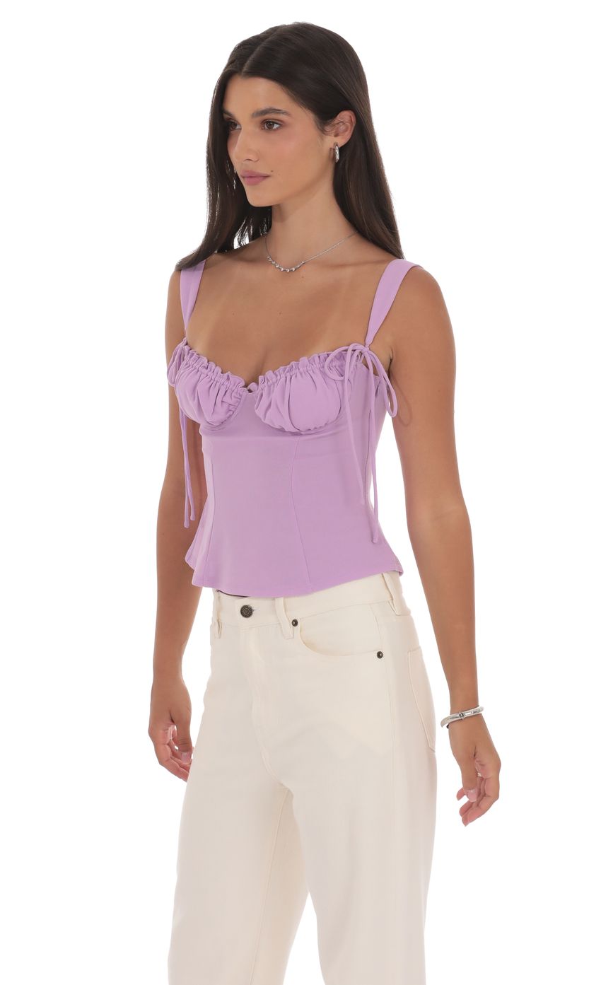 Ruched Flare Top in Lilac