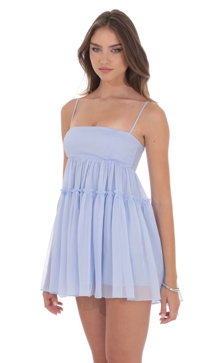 Shimmer Babydoll Dress in Baby Blue