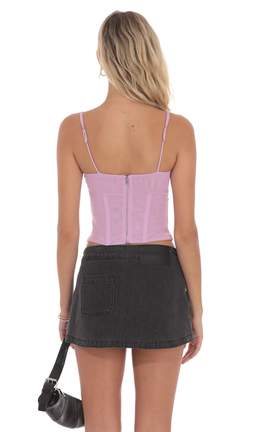 Mesh Twist Corset Top in Mauve