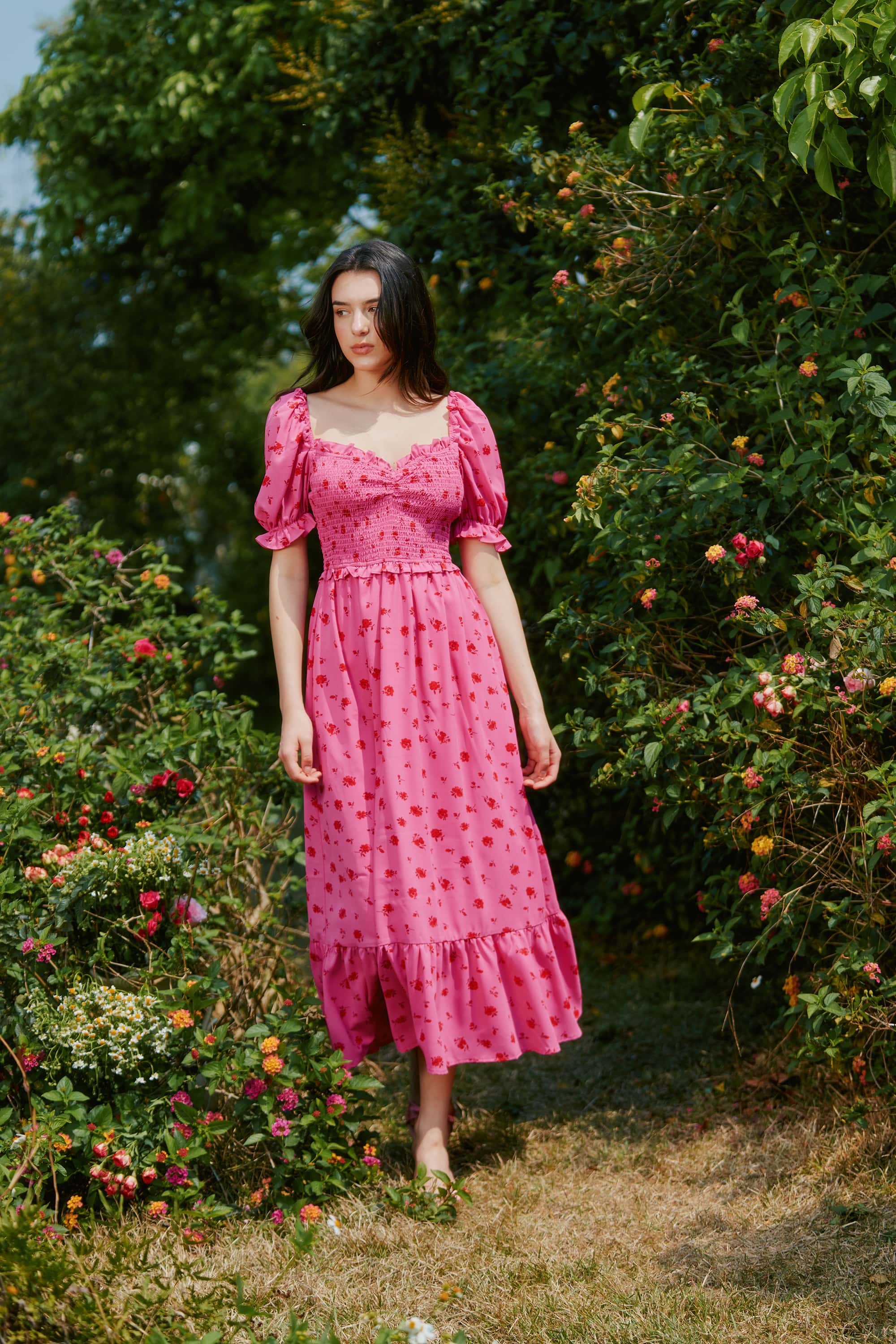 Valencia Smocked Bodice Ruffled Dress