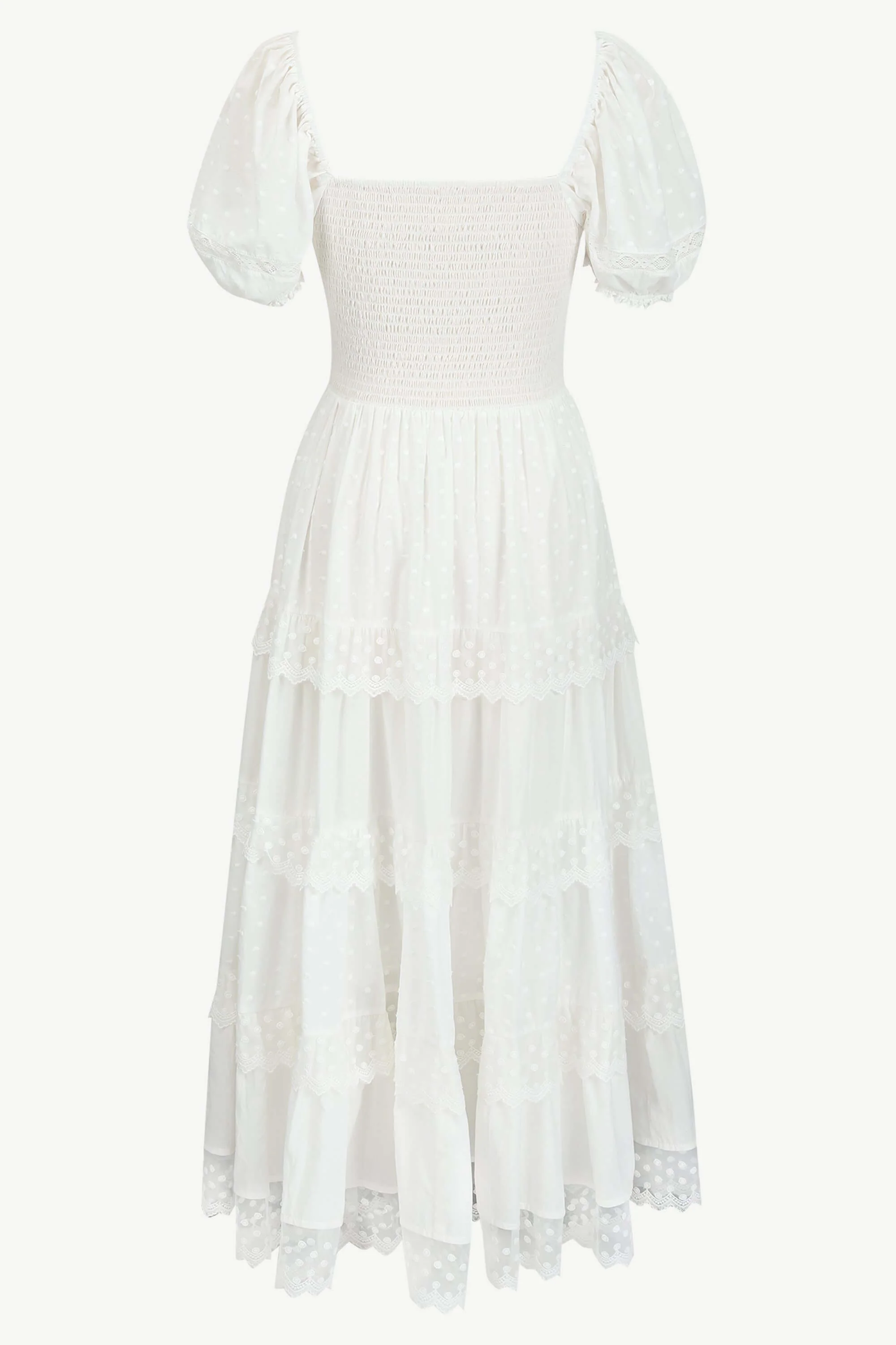 Annora Scalloped Lace Tiered Maxi Dress