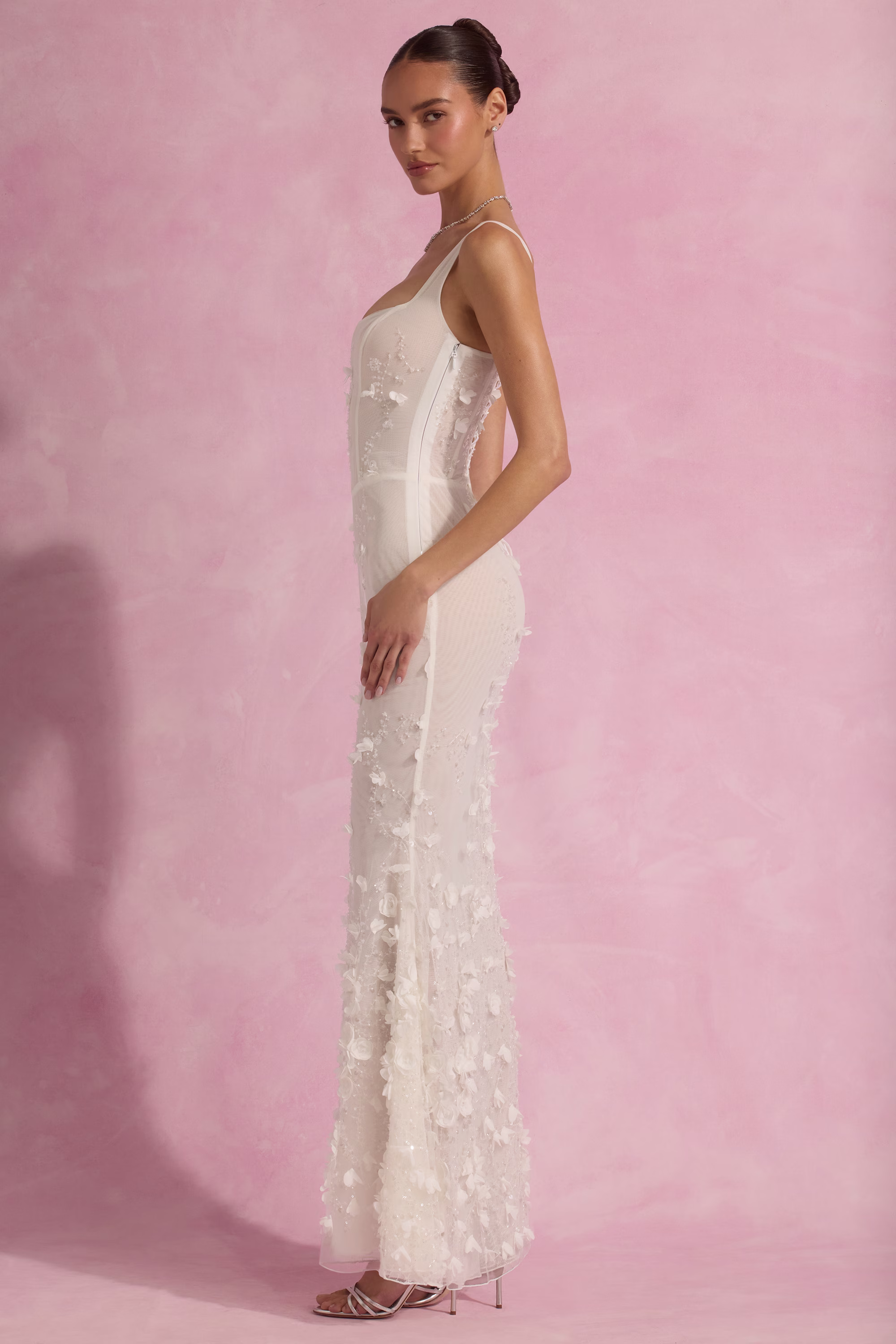 Embellished Fishtail Corset Gown in Pink