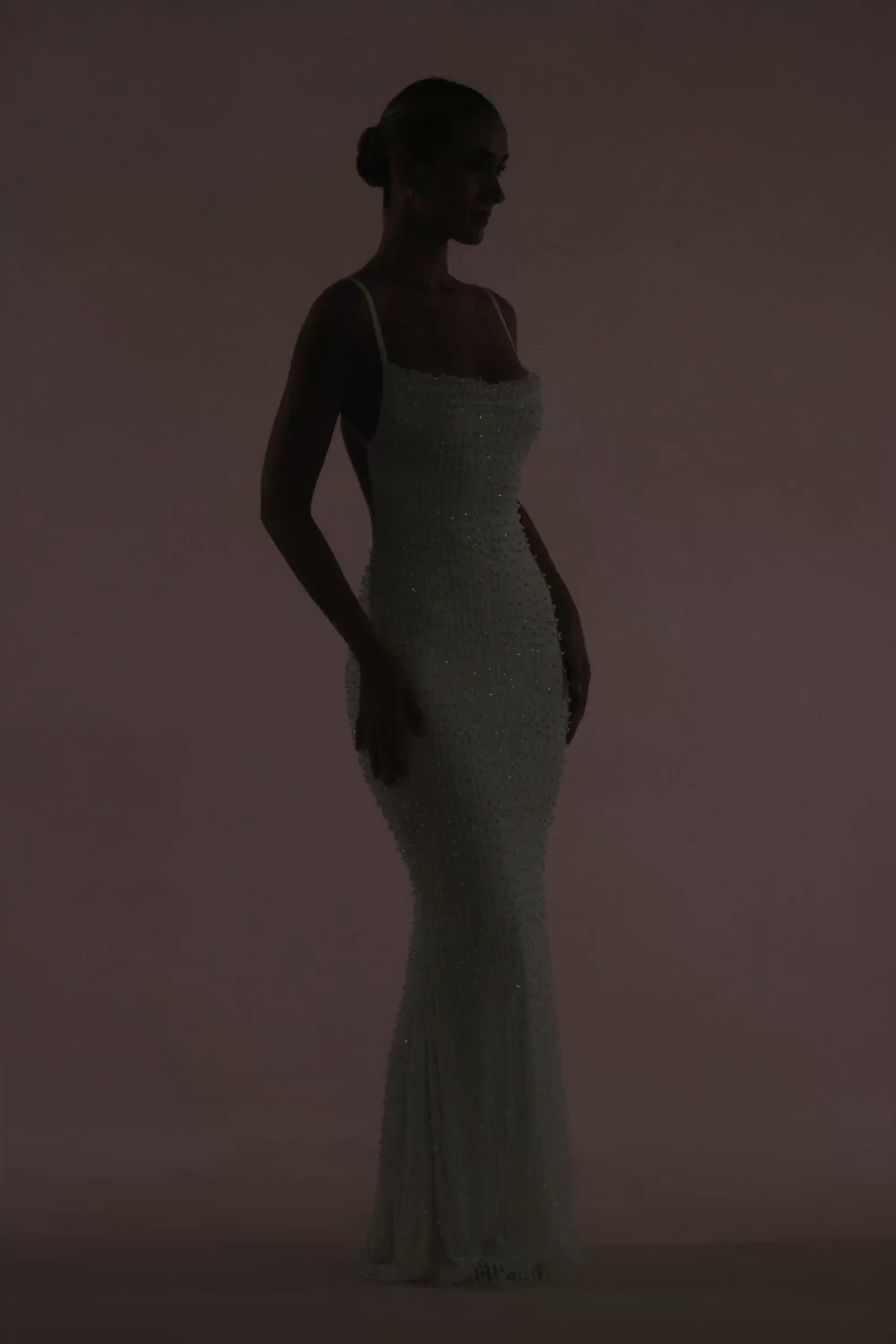 Embellished Cowl-Neck Backless Maxi Dress in Aqua Blue