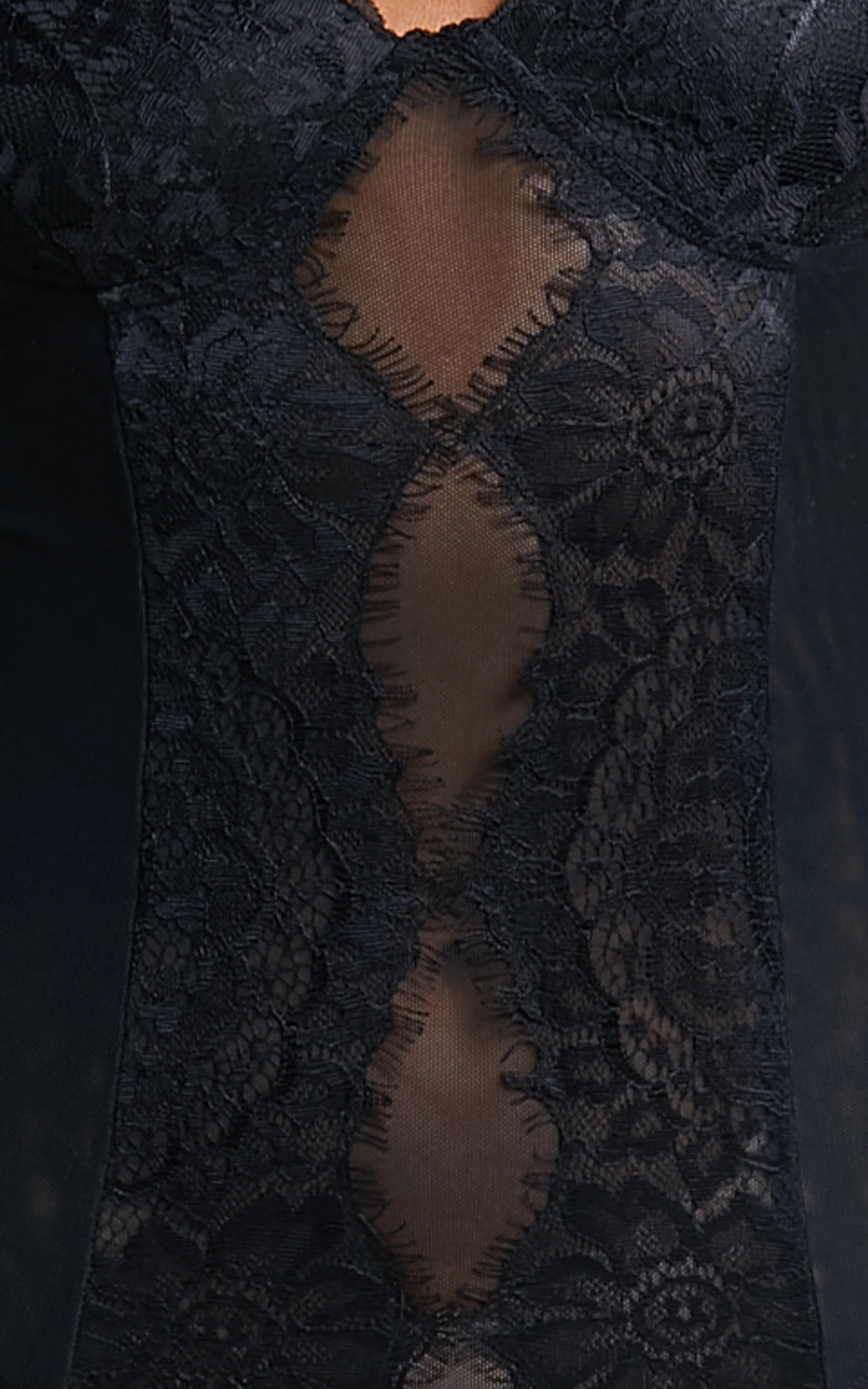 Lara Bodysuit - Lace Detail Sweetheart Short Sleeve Bodysuit in Black