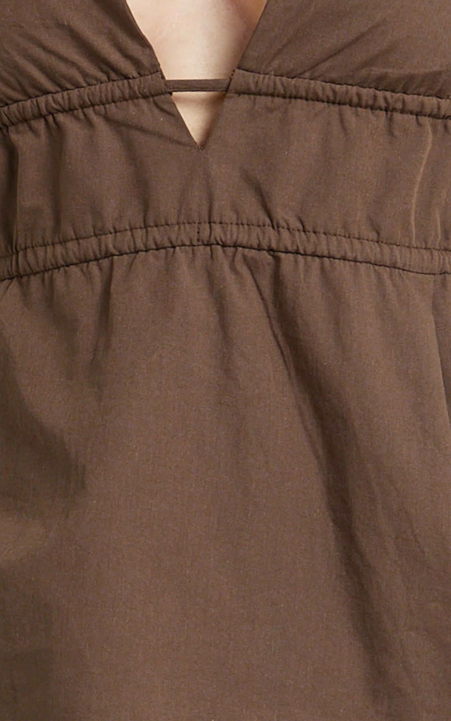 Jameela Top - Halter Neck Tie Back Gathered Top in Chocolate